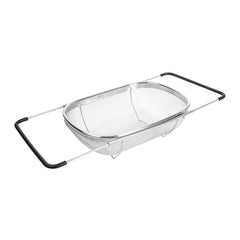 Met Lux 6 qt Stainless Steel Over-The-Sink Colander - Expandable Handles, Extra Fine Mesh - 14 1/4