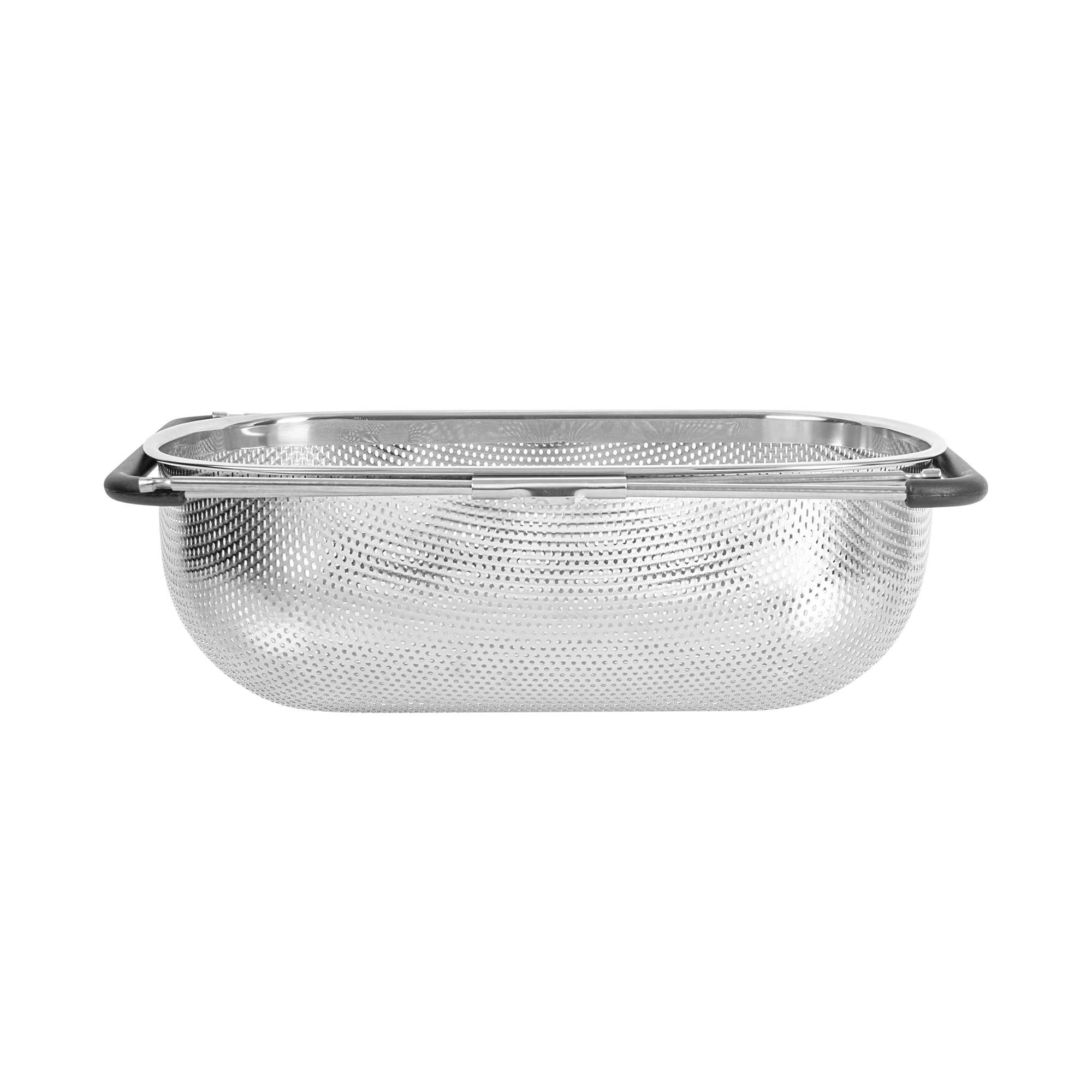 Met Lux 6 qt Stainless Steel Over-The-Sink Colander - Expandable Handles, Coarse Mesh - 14 1/2" x 10 1/2" x 4 1/2" - 1 count box