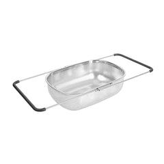 Met Lux 6 qt Stainless Steel Over-The-Sink Colander - Expandable Handles, Coarse Mesh - 14 1/2
