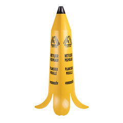 Clean Tek Professional Yellow Plastic Banana Wet Floor Cone - Multilingual, with Brown Stem - 35 1/2