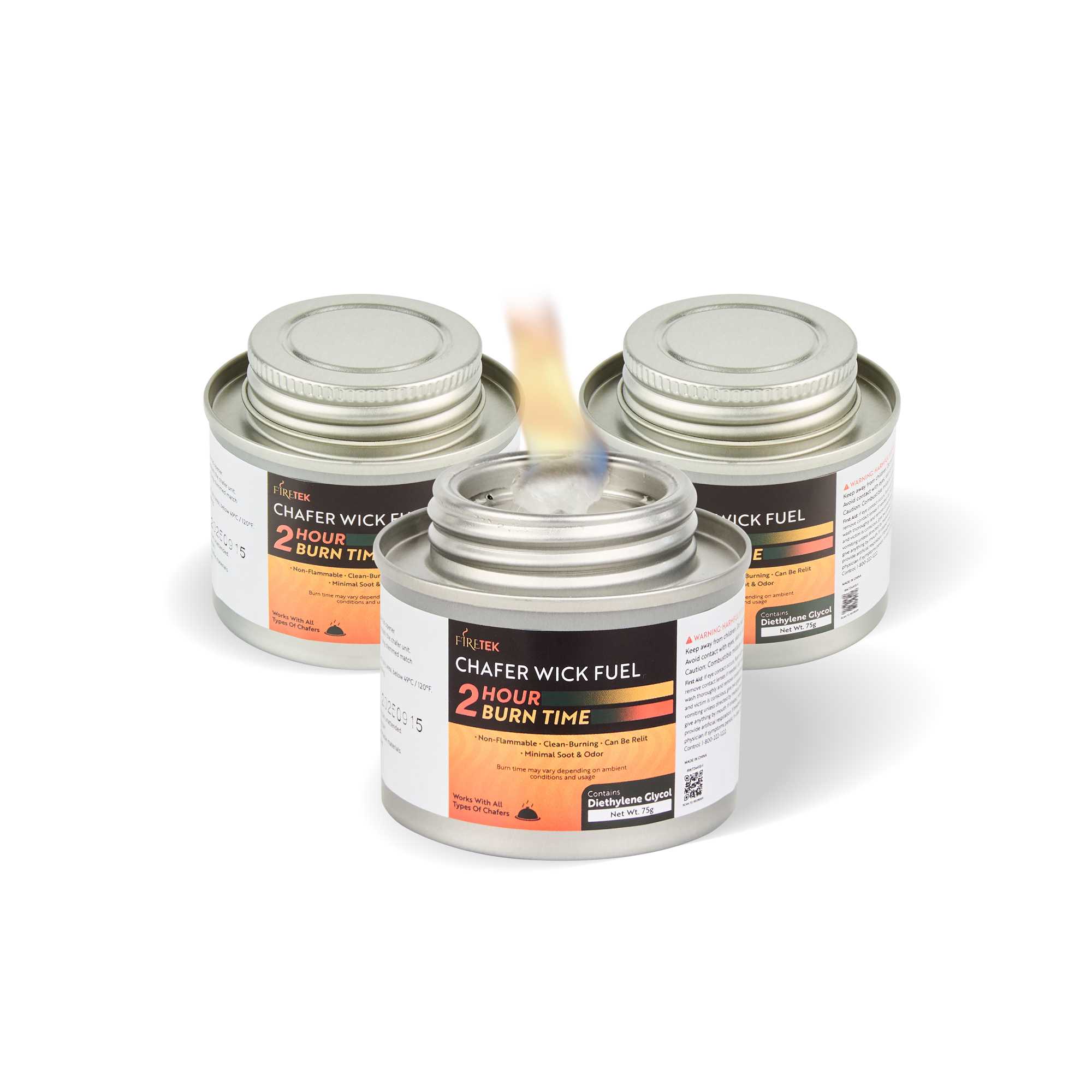 Fire Tek 2 Hour Wick Chafing Fuel - 12 Pack, with Safety Twist Cap and Lid Opener - 2 count box