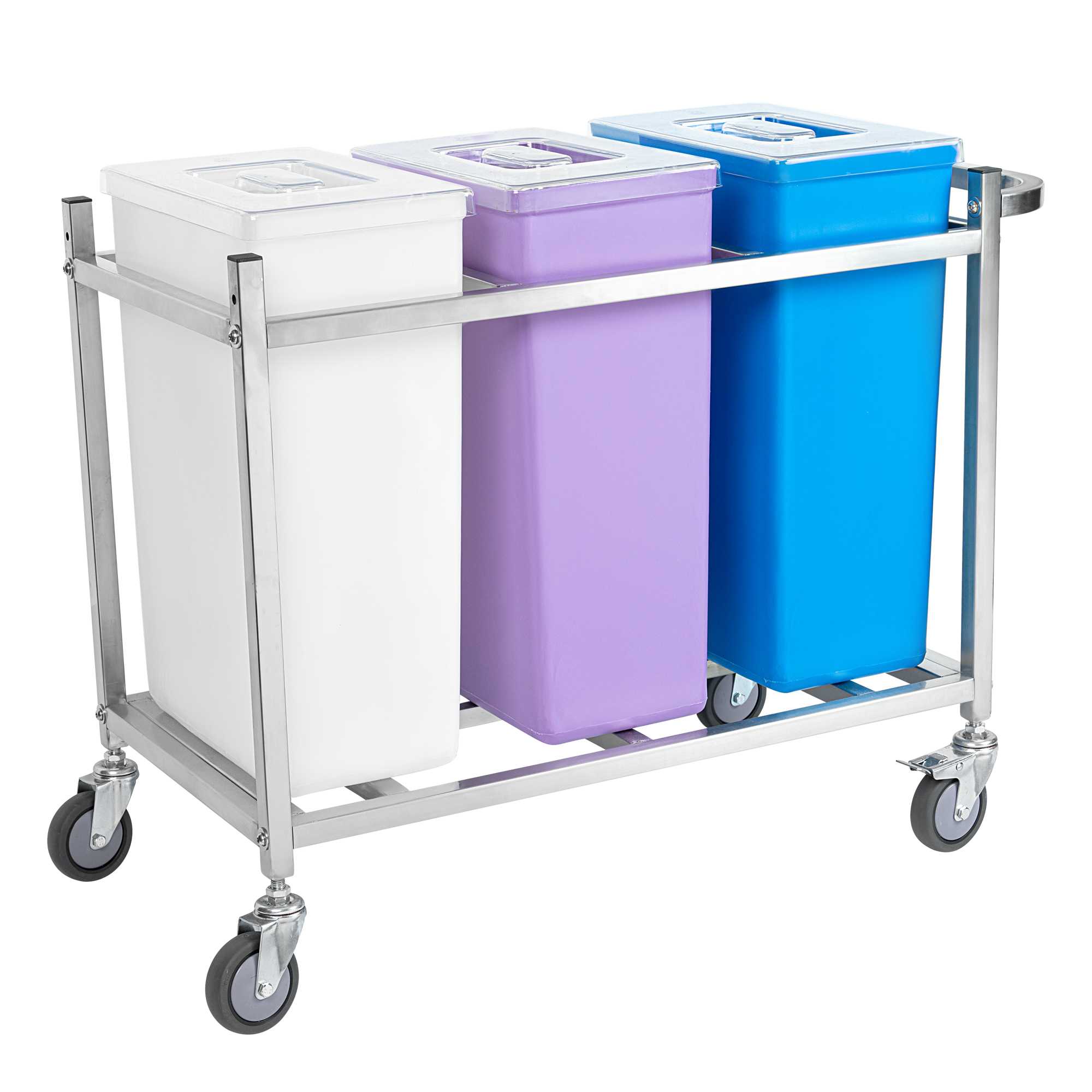 Met Lux Stainless Steel Triple Ingredient Bin Cart - Fits Three 10-Gallon Bins - 36 1/2" x 17" x 28 3/4" - 1 count box
