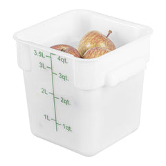 Met Lux 4 qt Square White Polyethylene Food Storage Container - with Green Volume Markers - 7