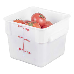 Met Lux 6 qt Square White Polyethylene Food Storage Container - with Red Volume Markers - 8 3/4