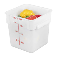 Met Lux 8 qt Square White Polyethylene Food Storage Container - with Red Volume Markers - 8 3/4