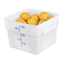 Met Lux 12 qt Square White Polyethylene Food Storage Container - with Blue Volume Markers - 11