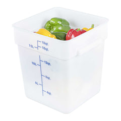 Met Lux 18 qt Square White Polyethylene Food Storage Container - with Blue Volume Markers - 11