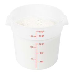 Met Lux 18 qt Round White Polyethylene Food Storage Container - with Red Volume Markers - 12 1/4