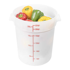 Met Lux 22 qt Round White Polyethylene Food Storage Container - with Red Volume Markers - 12 1/4