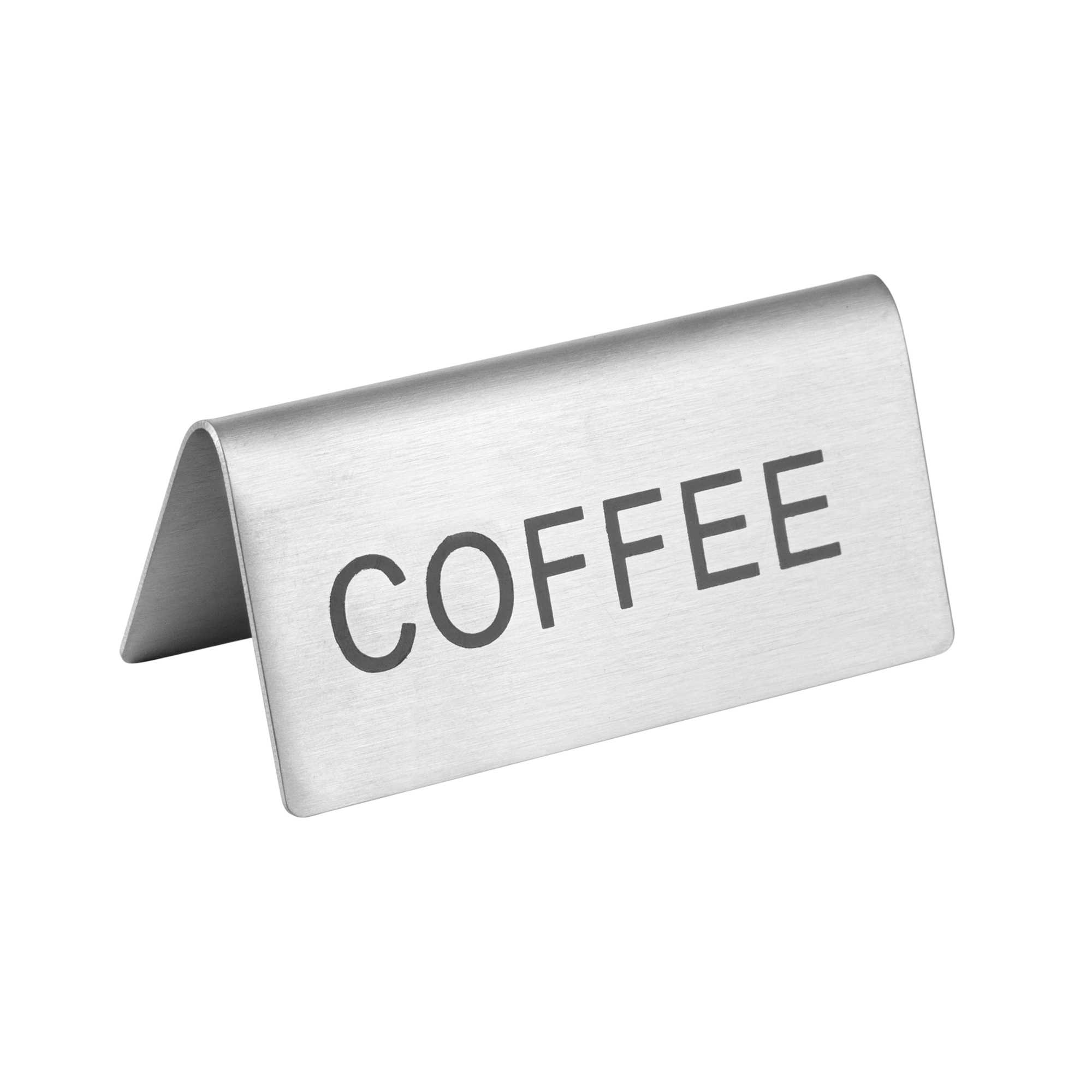 Met Lux Double-Sided Stainless Steel "Coffee" Table Tent Sign - 3" x 1 1/2" - 120 count box