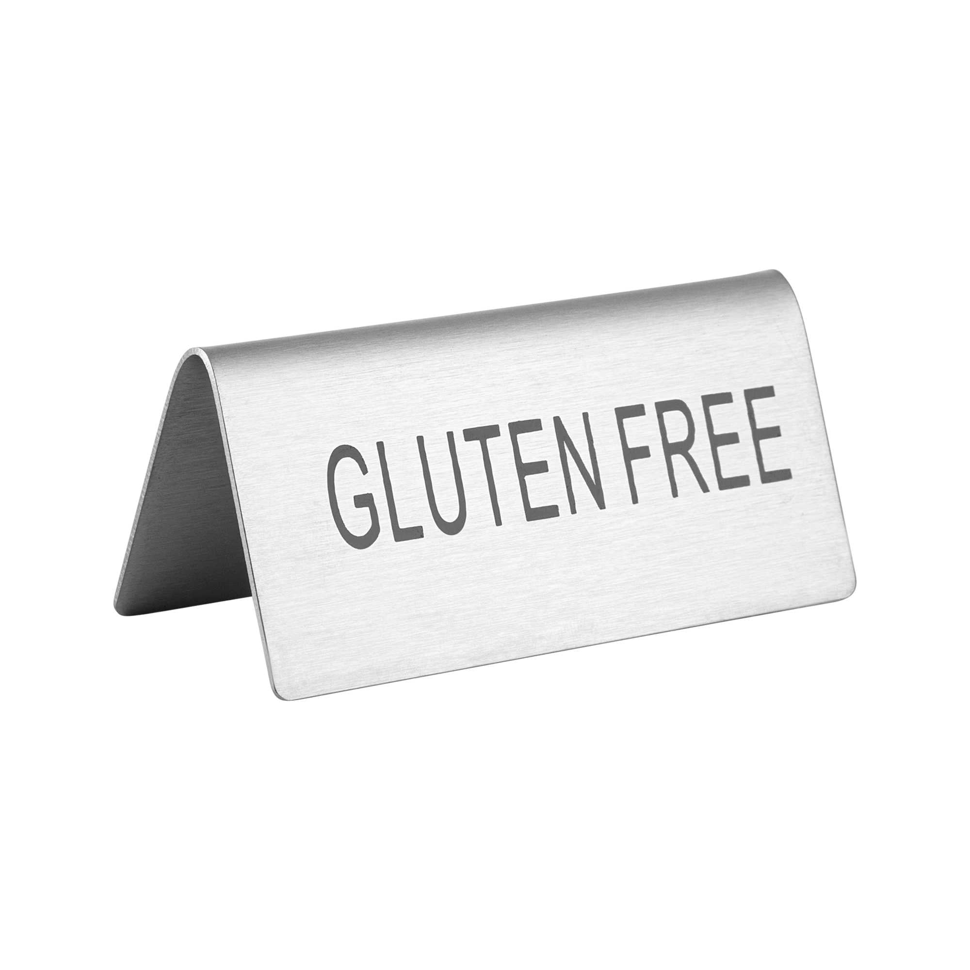 Met Lux Double-Sided Stainless Steel "Gluten Free" Table Tent Sign - 3" x 1 1/2" - 120 count box