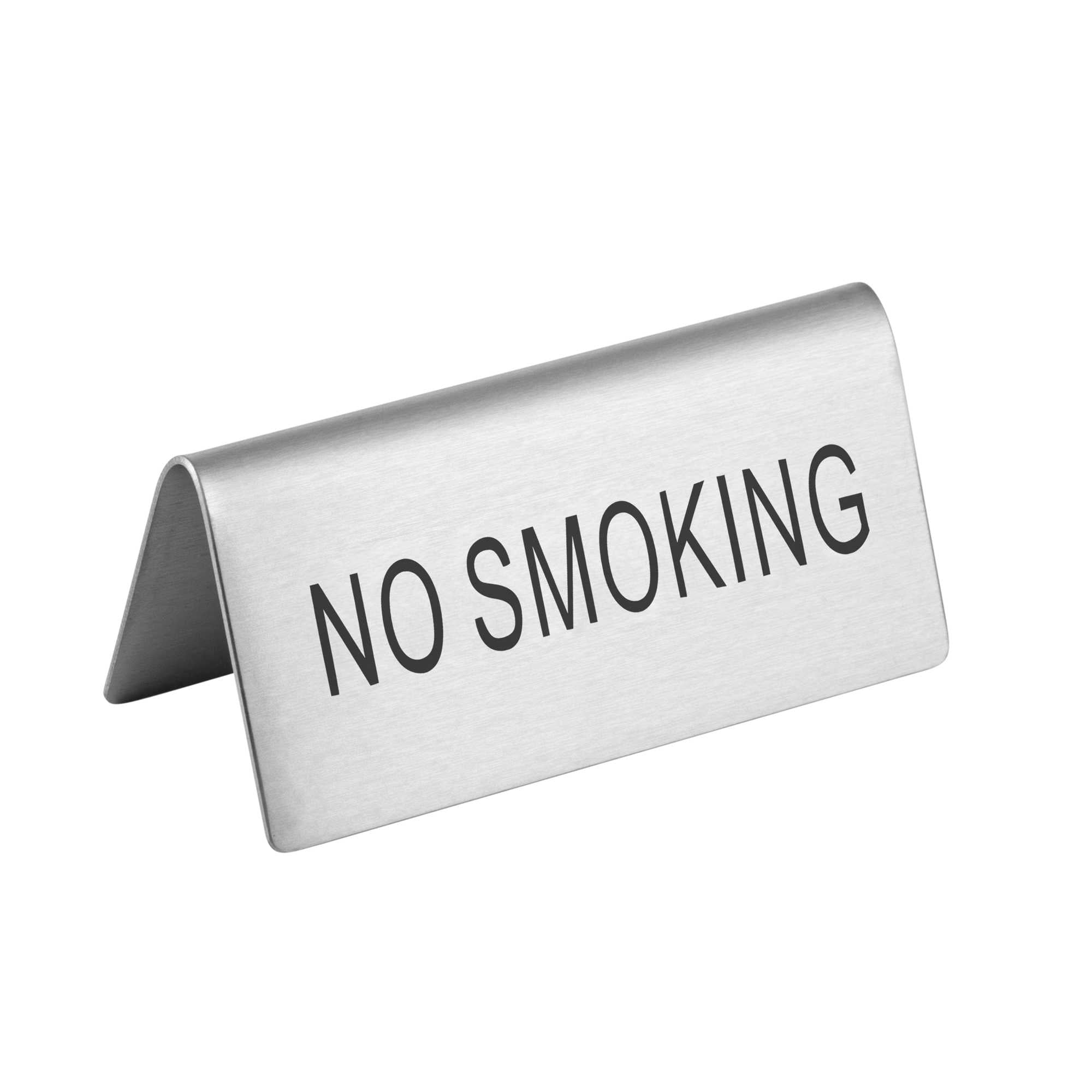 Met Lux Double-Sided Stainless Steel "No Smoking" Table Tent Sign - 3" x 1 1/2" - 120 count box