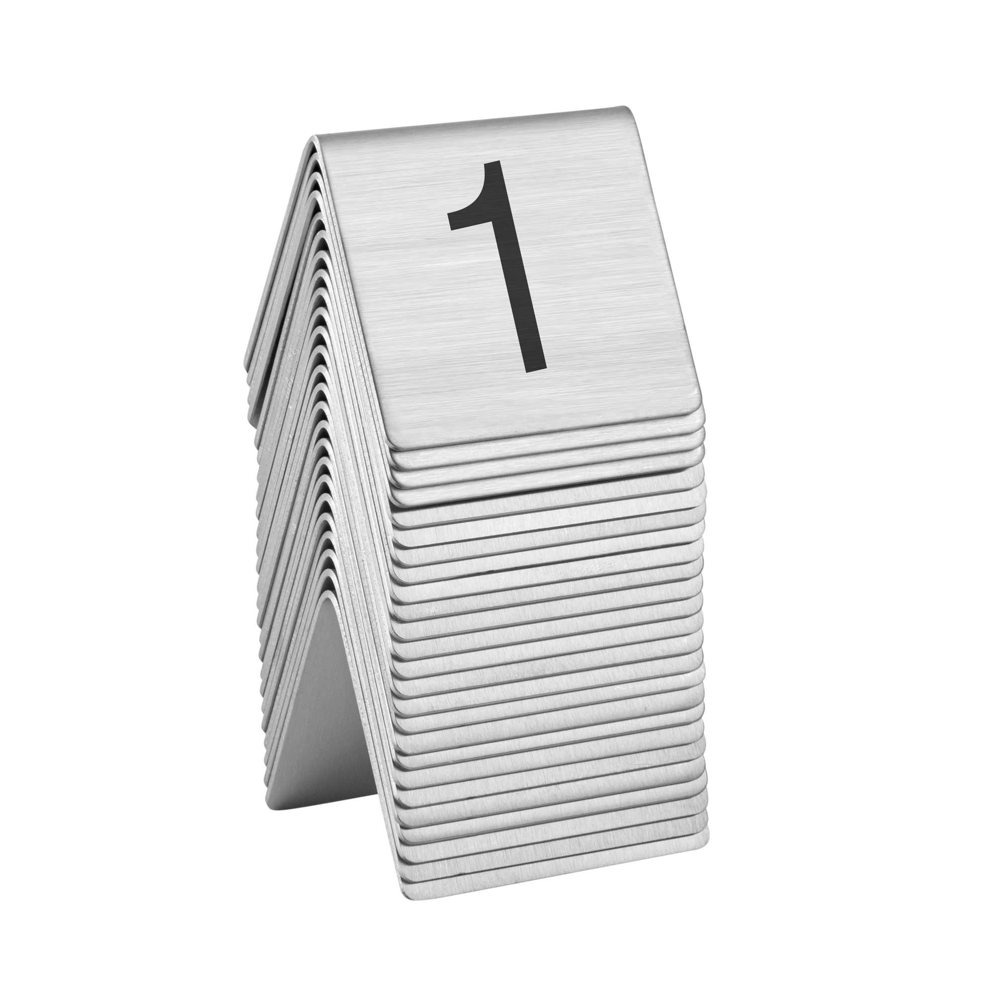 Met Lux Stainless Steel Number Table Tents - 1 to 25 - 2 1/2" x 2 1/4" - 12 count box