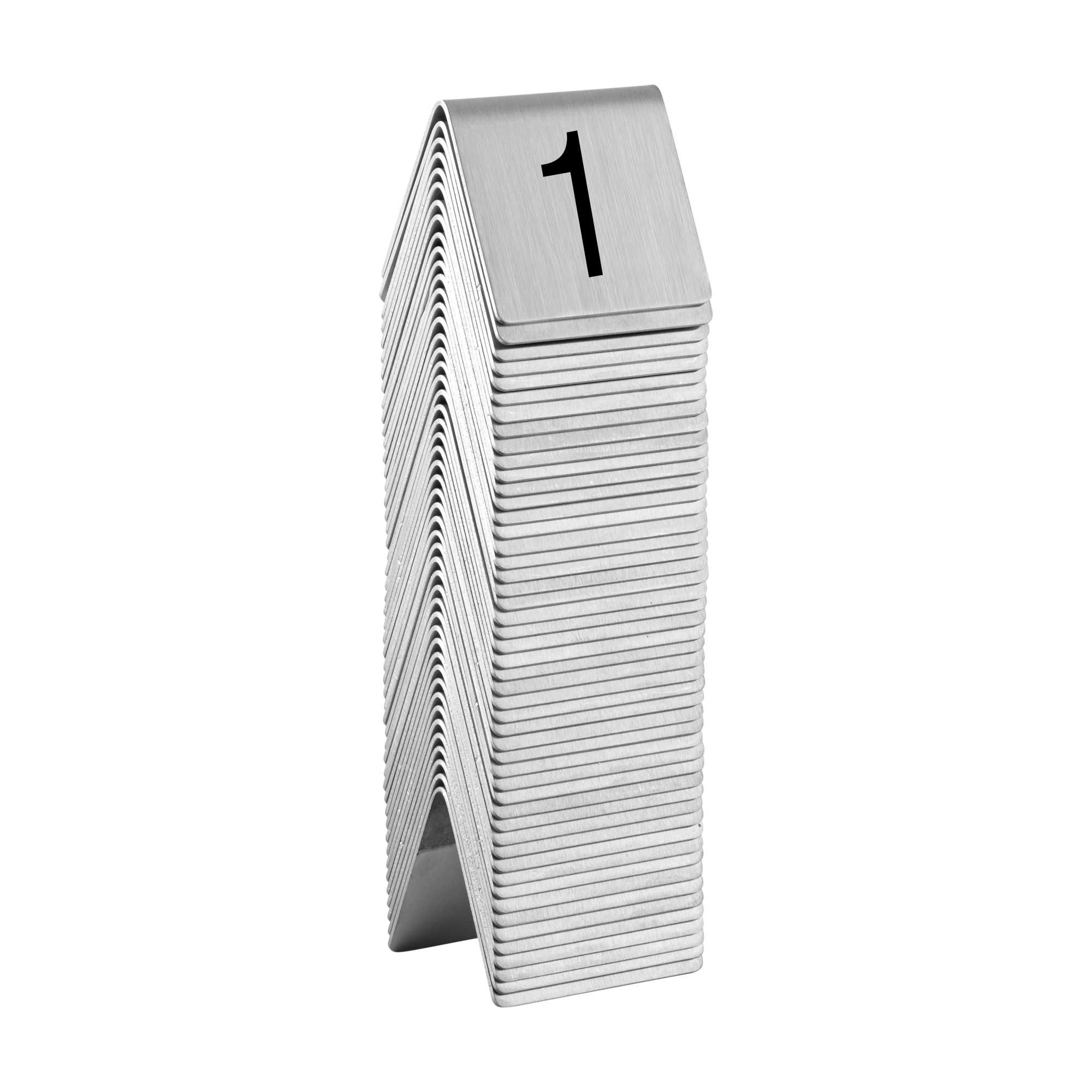 Met Lux Stainless Steel Number Table Tents - 1 to 50 - 2 1/2" x 2 1/4" - 6 count box