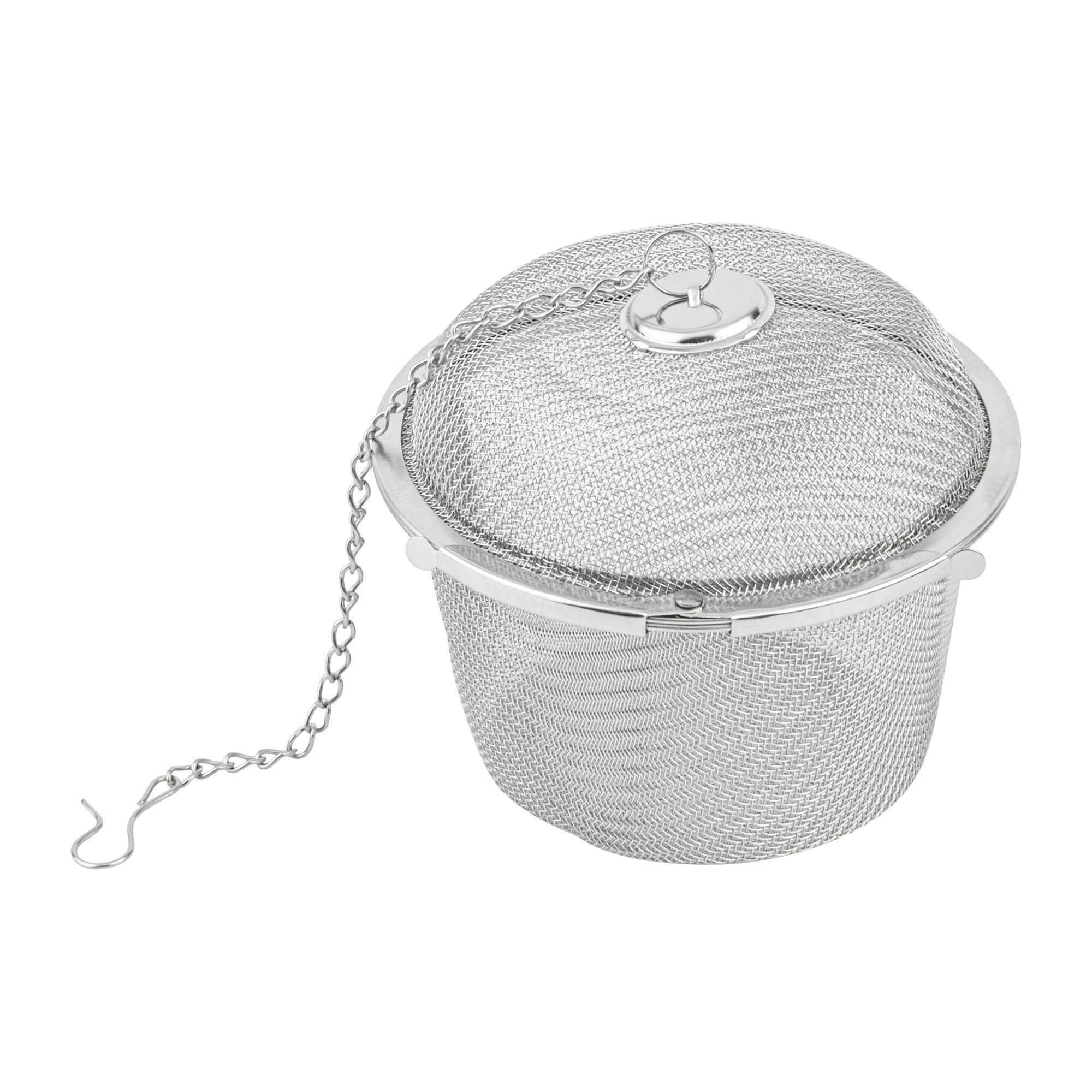 Met Lux Stainless Steel Large Fine Mesh Loose Leaf Tea / Spice Infuser - with Chain - 3 1/4" - 100 count box