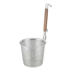 Met Lux Stainless Steel Noodle Strainer / Blanching Basket - with Wooden Handle - 6 1/4