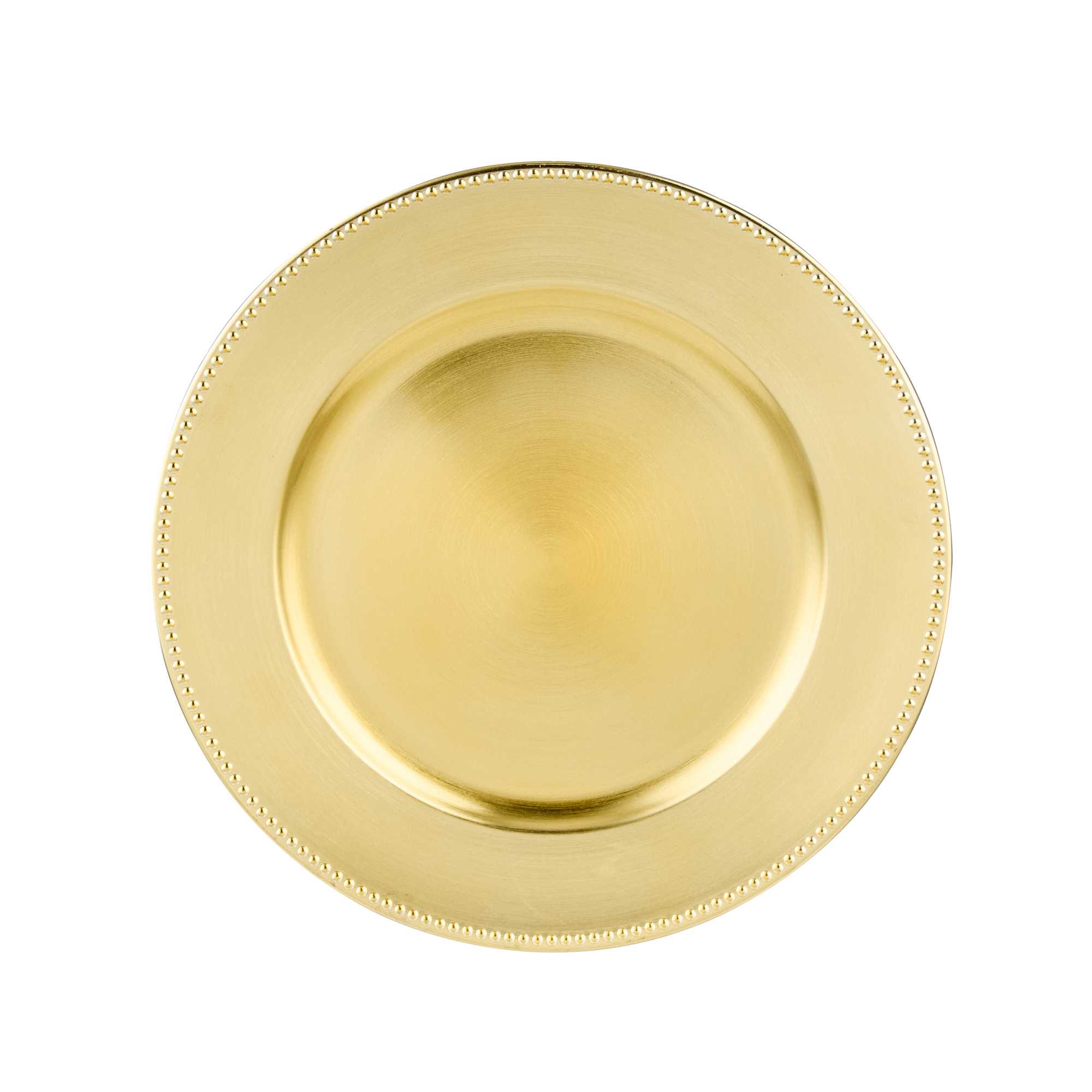 Met Lux Round Gold Beaded Rim Plastic Charger Plate - 13" - 24 count box