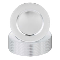 Met Lux Round Silver Beaded Rim Plastic Charger Plate - 13