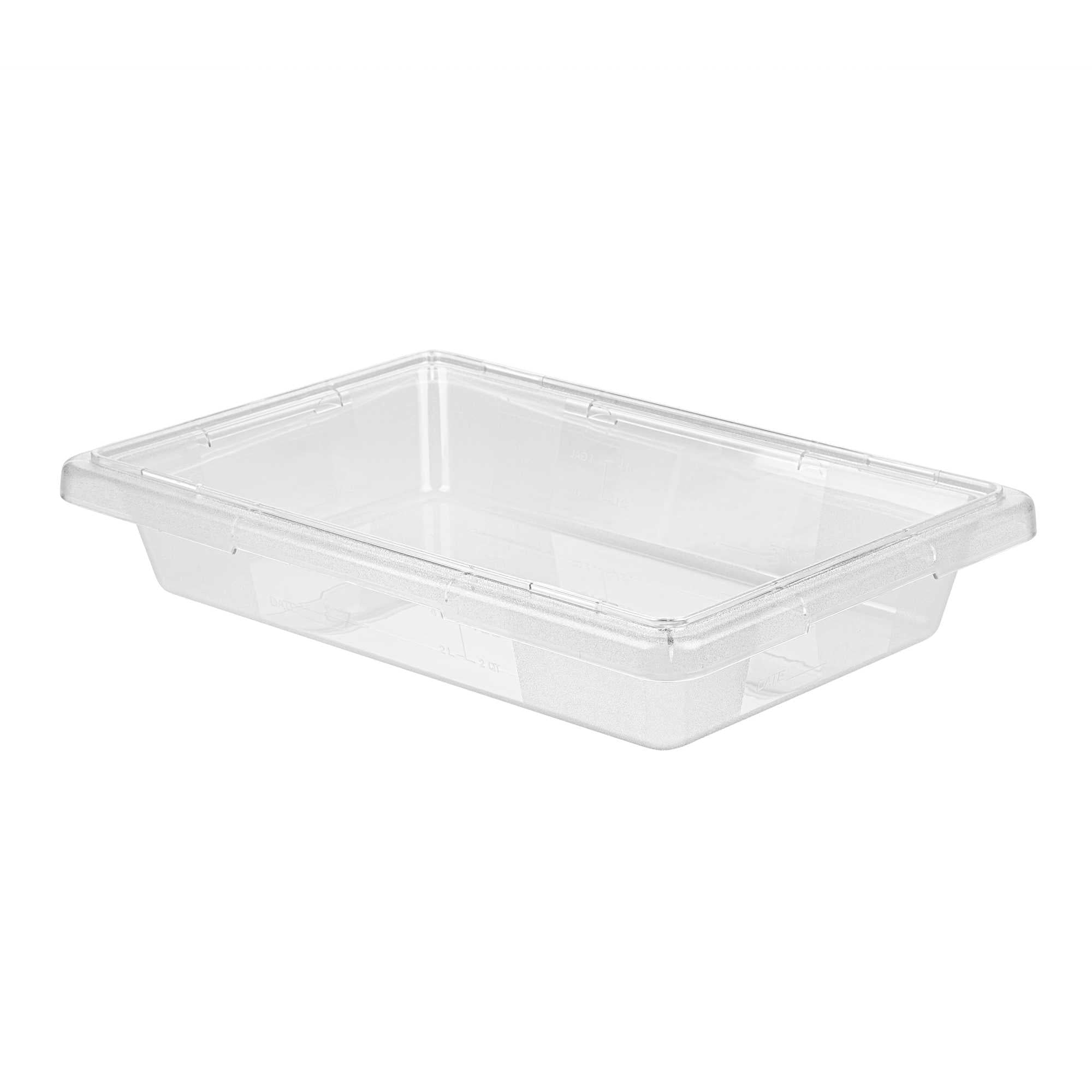 Met Lux Rectangle Clear Polycarbonate Food Storage Box - Graduation Markings, Labeling Windows - 18" x 12" x 3 1/2" - 1 count box