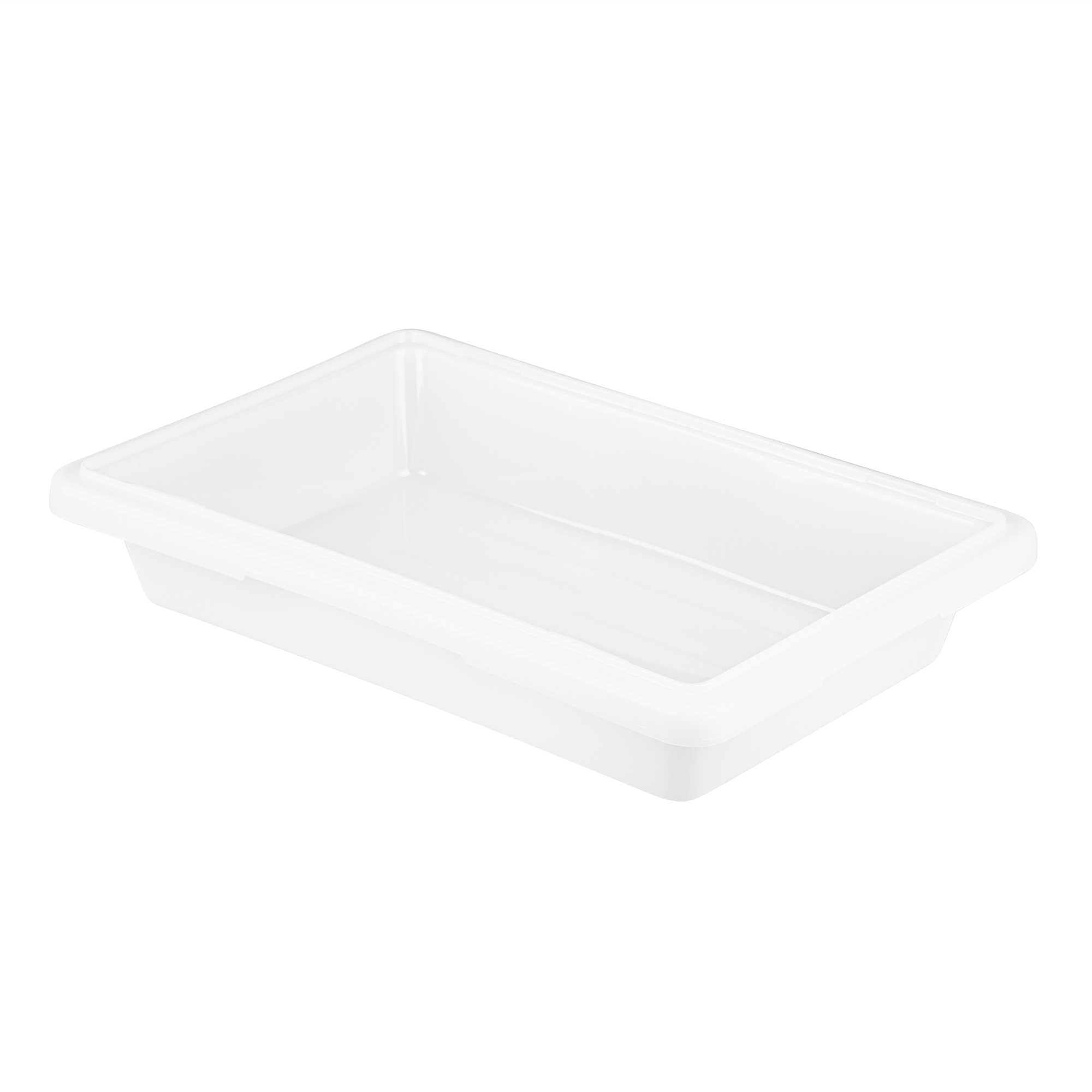 Met Lux Rectangle White Polyethylene Food Storage Box - Graduation Markings, Labeling Windows - 18" x 12" x 3 1/2" - 1 count box