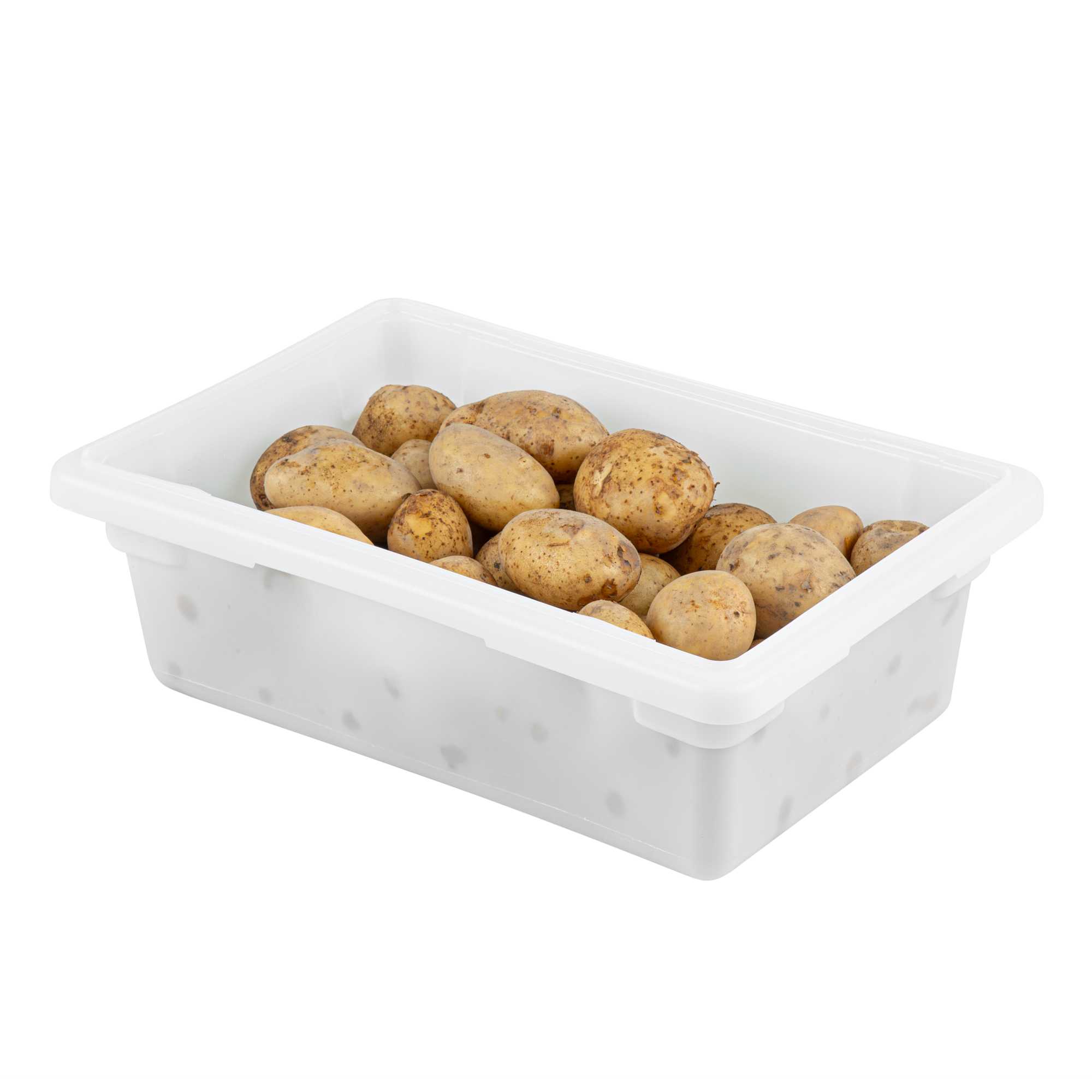Met Lux Rectangle White Polyethylene Food Storage Box - Graduation Markings, Labeling Windows - 18" x 12" x 6" - 10 count box