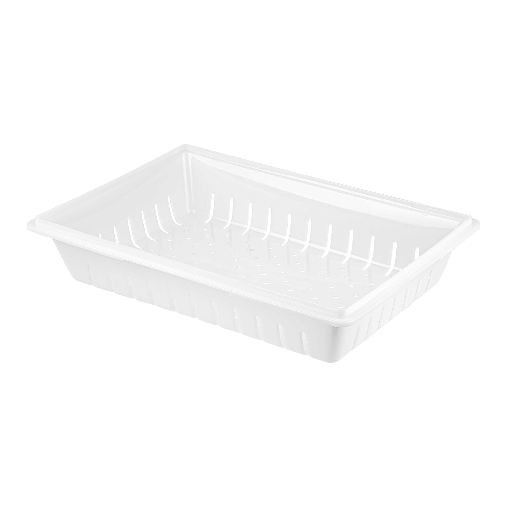 Met Lux Rectangle White Polyethylene Food Box Drain Tray - Fits Food Storage Boxes - 26" x 18" x 5" - 1 count box