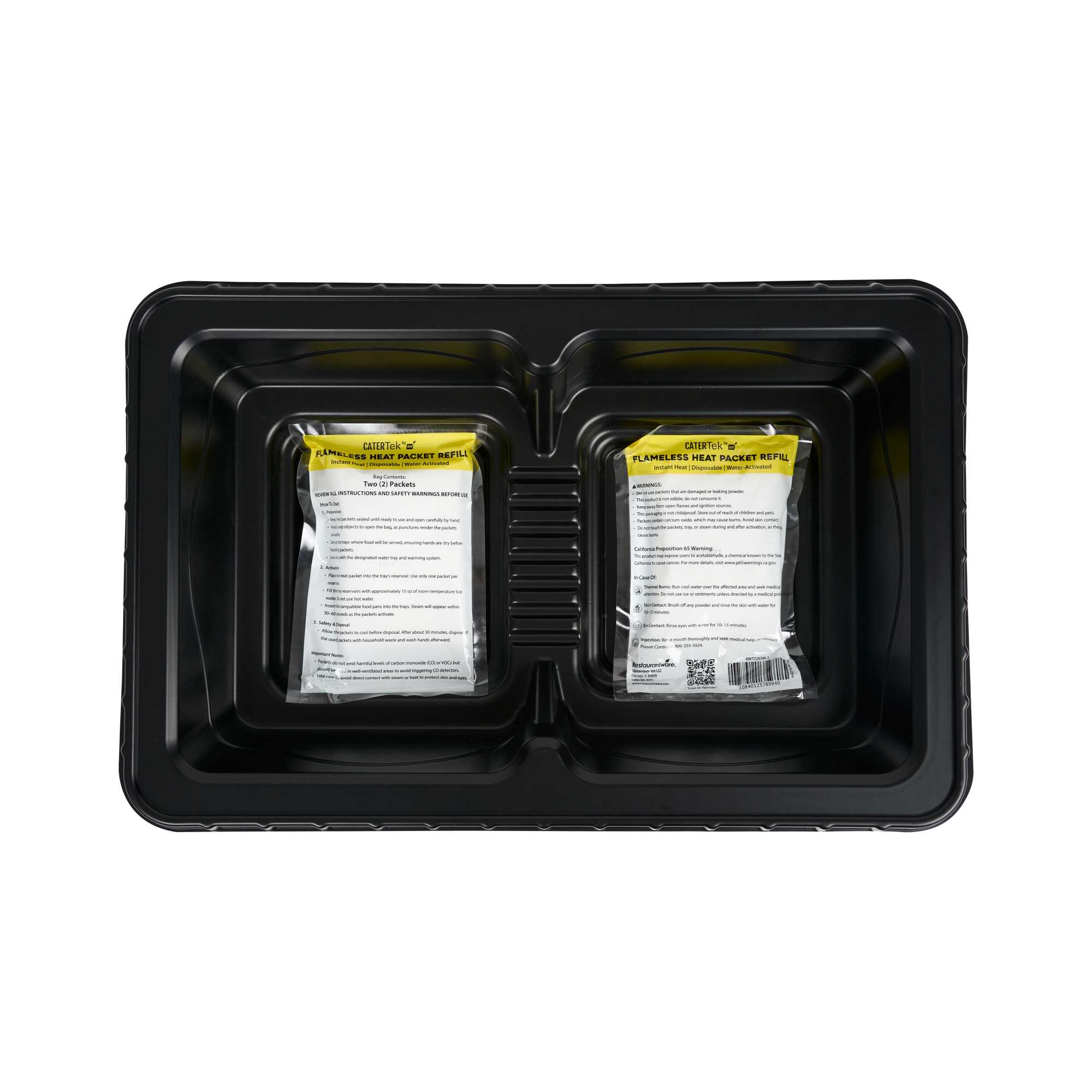 TURBOHEAT Black Plastic Flameless Disposable Food Warming Refill Kit - 5 Trays and 10 Heating Packs, For 2 Half Size Pans - 1 count box