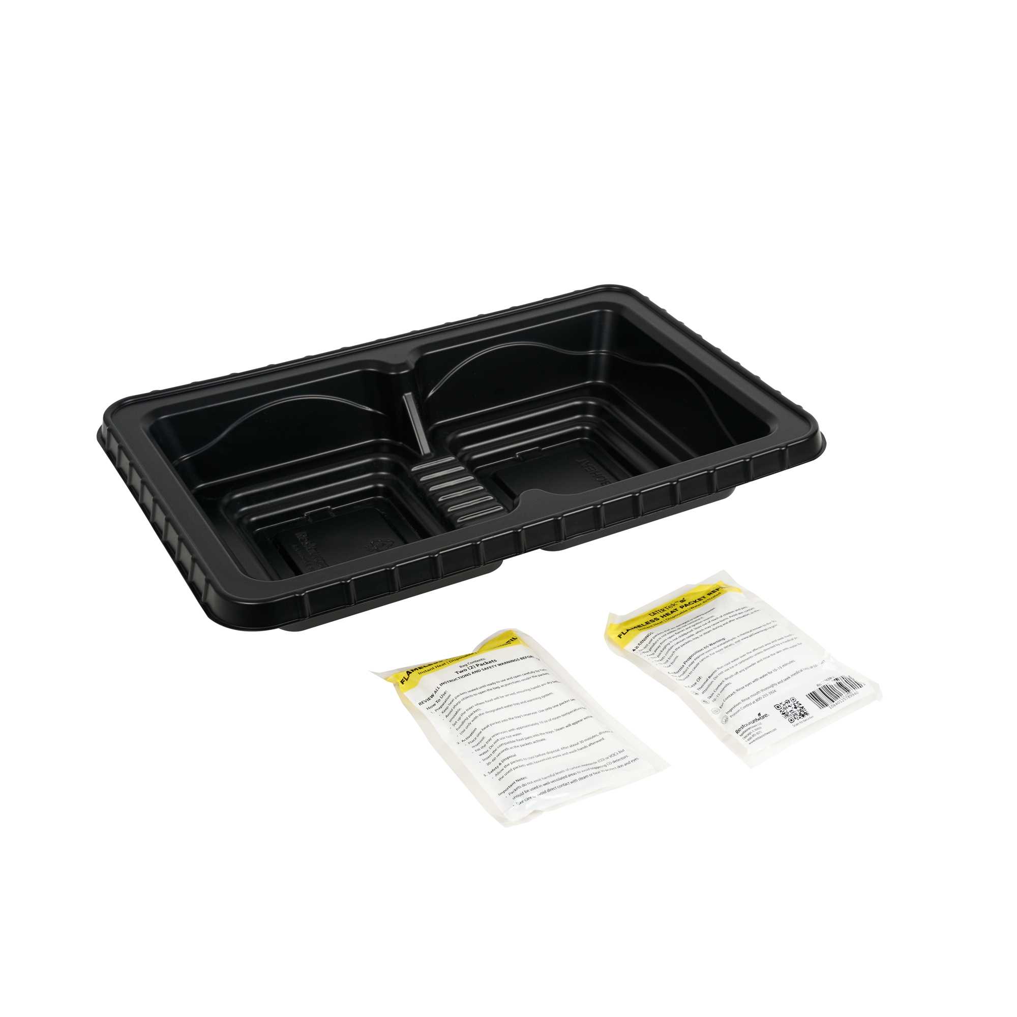 TURBOHEAT Black Plastic Flameless Disposable Food Warming Refill Kit - 5 Trays and 10 Heating Packs, For 2 Half Size Pans - 1 count box