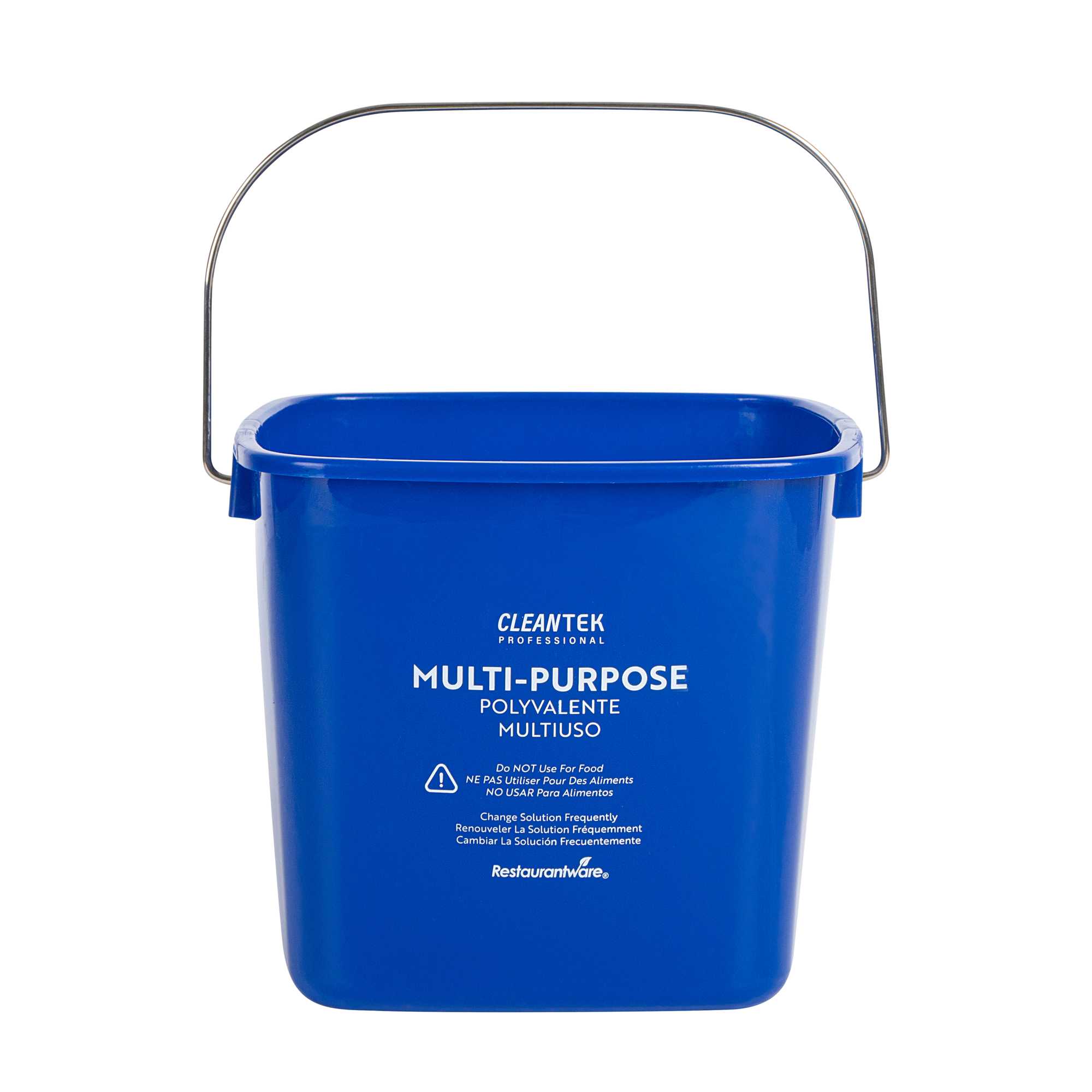 Clean Tek Professional 3 Qt Square Blue Plastic Cleaning Bucket - with Stainless Steel Handle - 5 1/2" x 5 1/2" x 6" - 1 count box