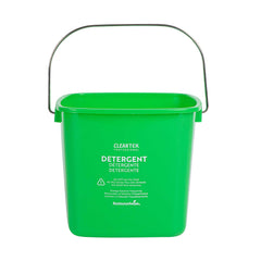 Clean Tek Professional 3 Qt Square Green Plastic Detergent Bucket - with Stainless Steel Handle - 5 1/2
