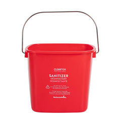 Clean Tek Professional 3 Qt Square Red Plastic Sanitizing Bucket - with Stainless Steel Handle - 5 1/2