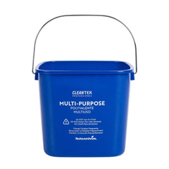 Clean Tek Professional 6 Qt Square Blue Plastic Cleaning Bucket - with Stainless Steel Handle - 7