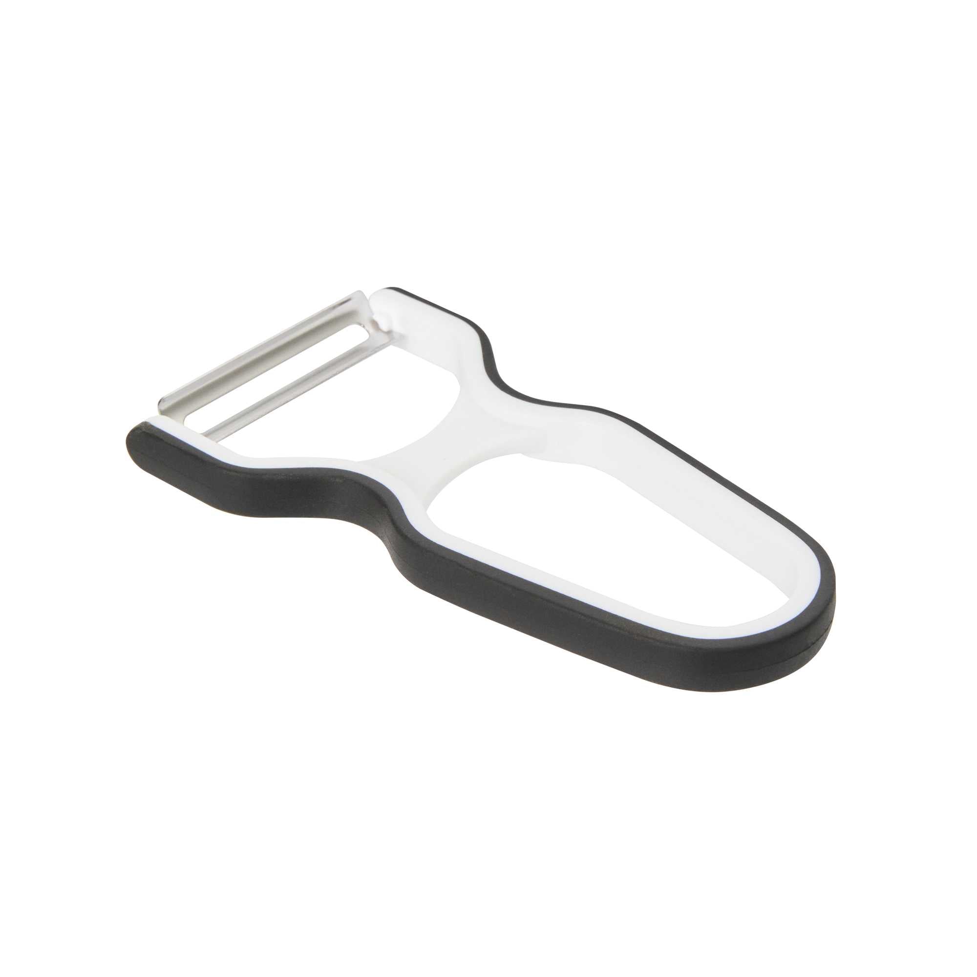 Comfy Grip Black and White Plastic Y Vegetable Peeler - with Straight Stainless Steel Blade,Non-Slip Handle - 4 3/4" × 2 1/2" - 96 count box