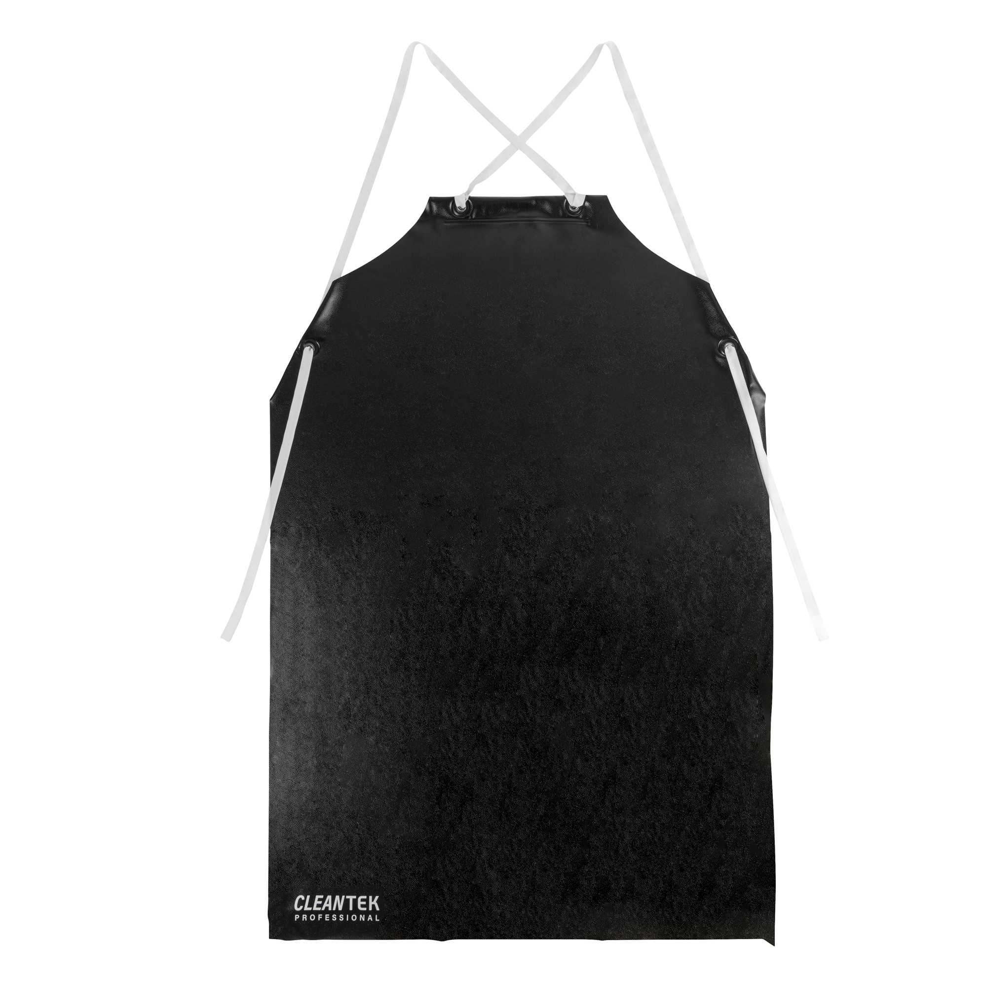 Clean Tek Professional Black Chemical-Resistant Vinyl PVC Cleaning / Dishwashing Apron - 20 mil Thickness - 49" x 33" - 1 count box