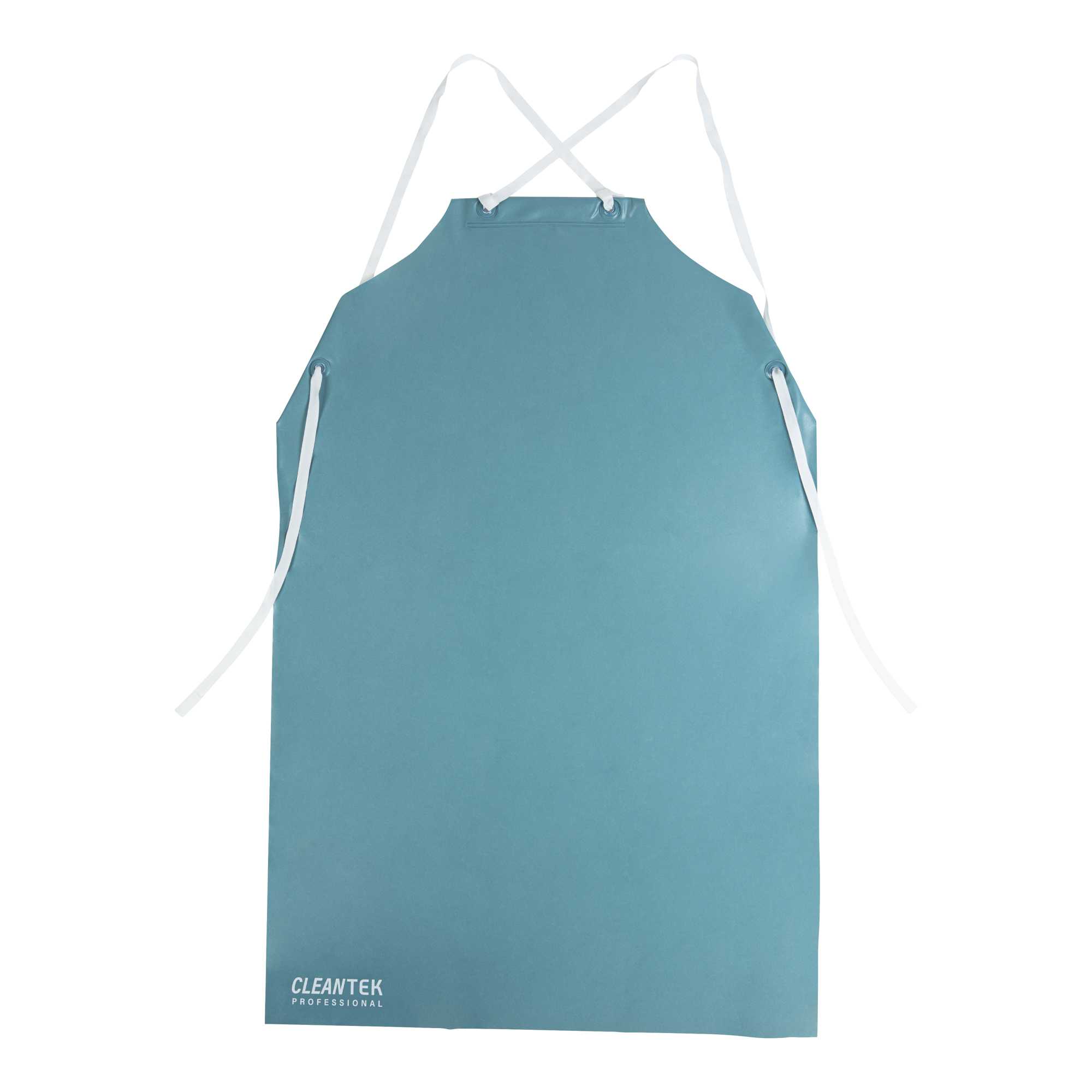Clean Tek Professional Teal Chemical-Resistant Vinyl PVC Cleaning / Dishwashing Apron - 20 mil Thickness - 49" x 33" - 1 count box