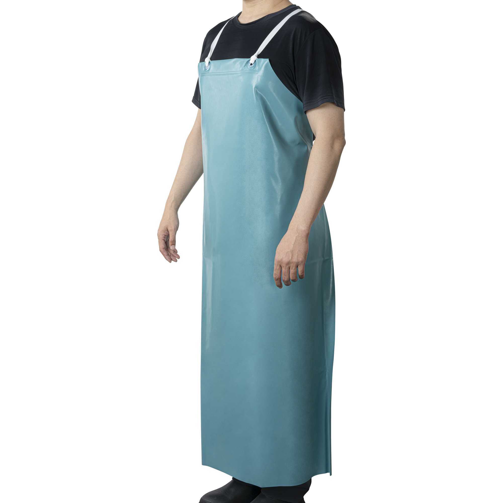 Clean Tek Professional Teal Chemical-Resistant Vinyl PVC Cleaning / Dishwashing Apron - 20 mil Thickness - 49" x 33" - 1 count box