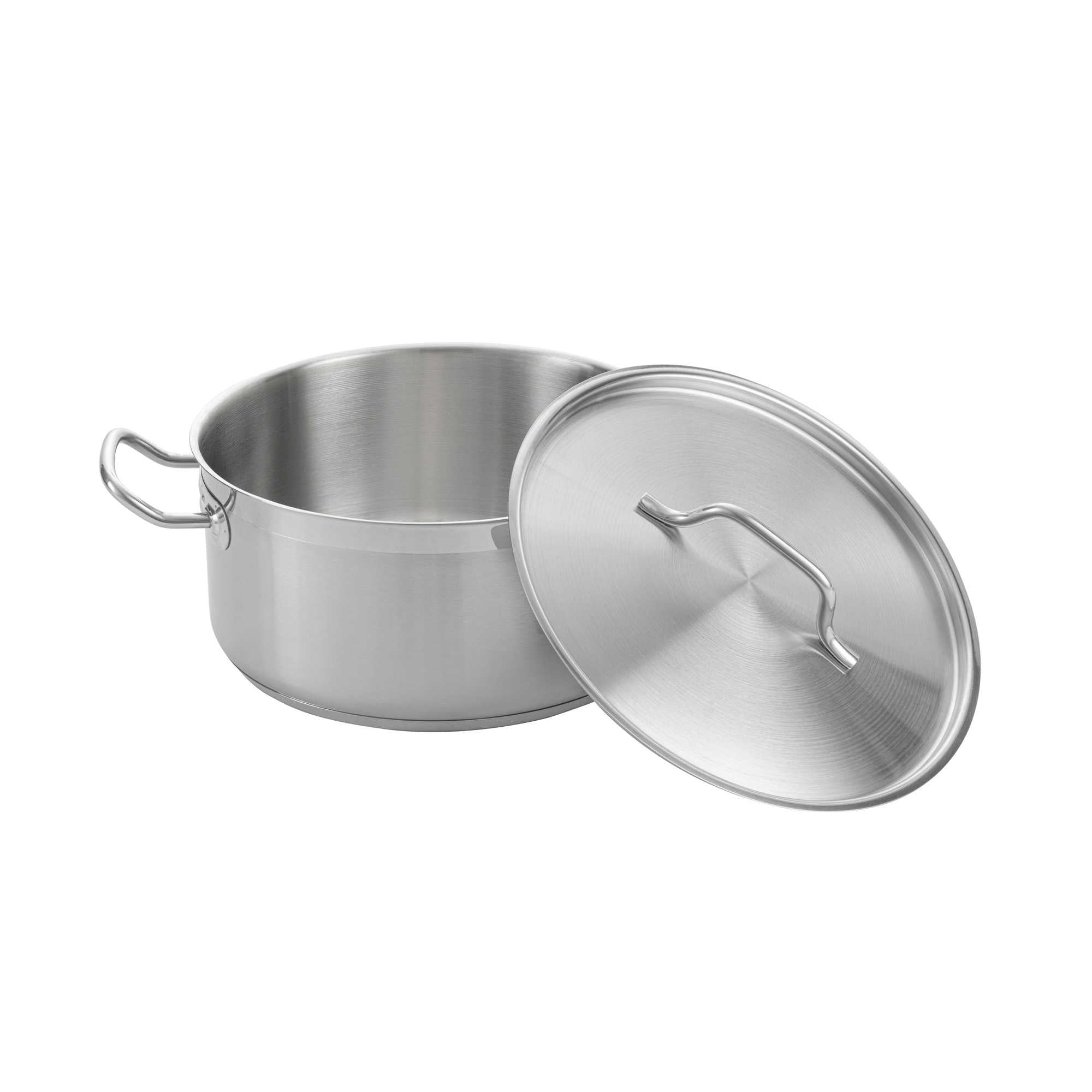 German Standard 8 qt Stainless Steel Brazier - with Aluminum-Clad Bottom and Cover - 11" x 11" x 5" - 4 count box