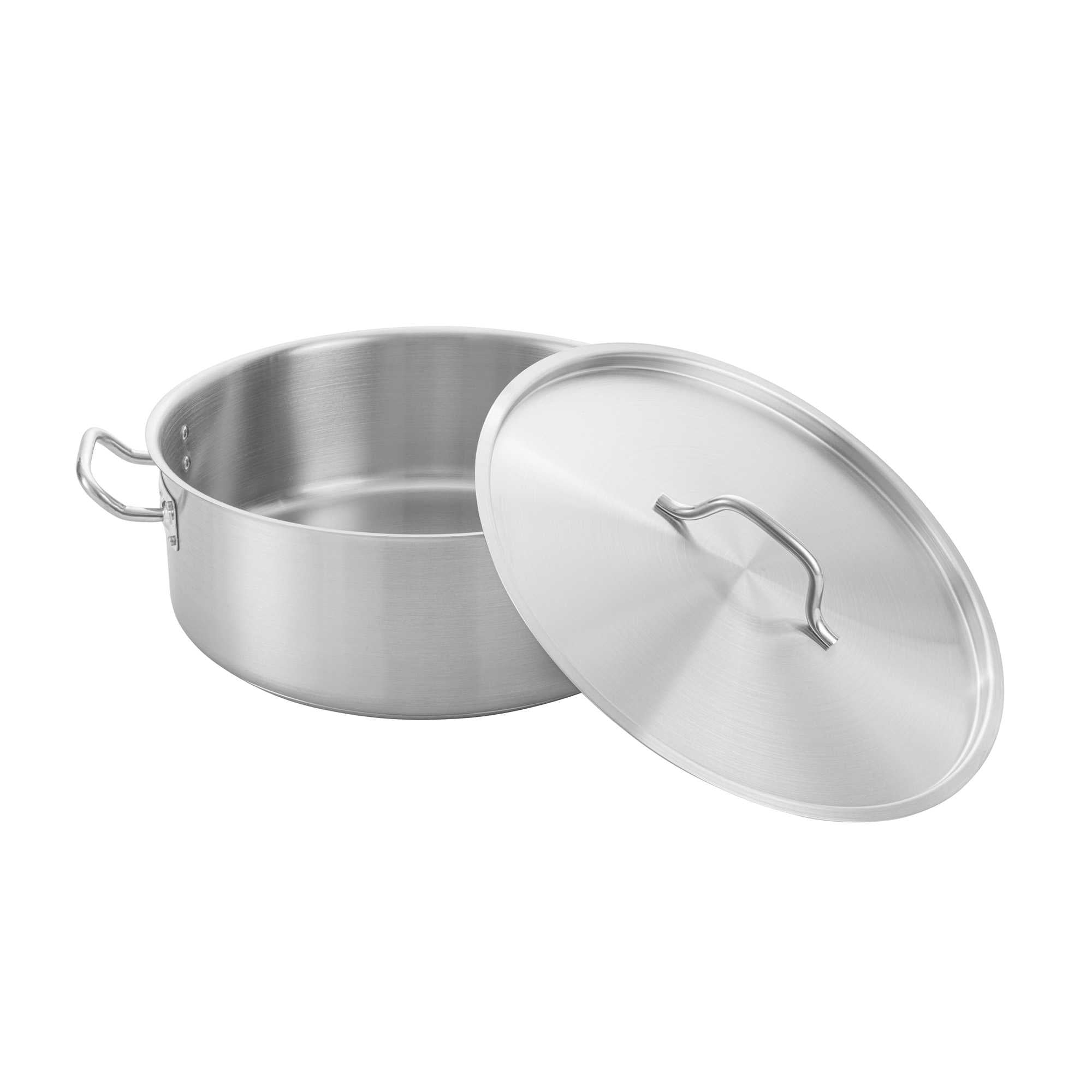 German Standard 20 qt Stainless Steel Brazier - with Aluminum-Clad Bottom and Cover - 15 3/4" x 15 3/4" x 6" - 1 count box