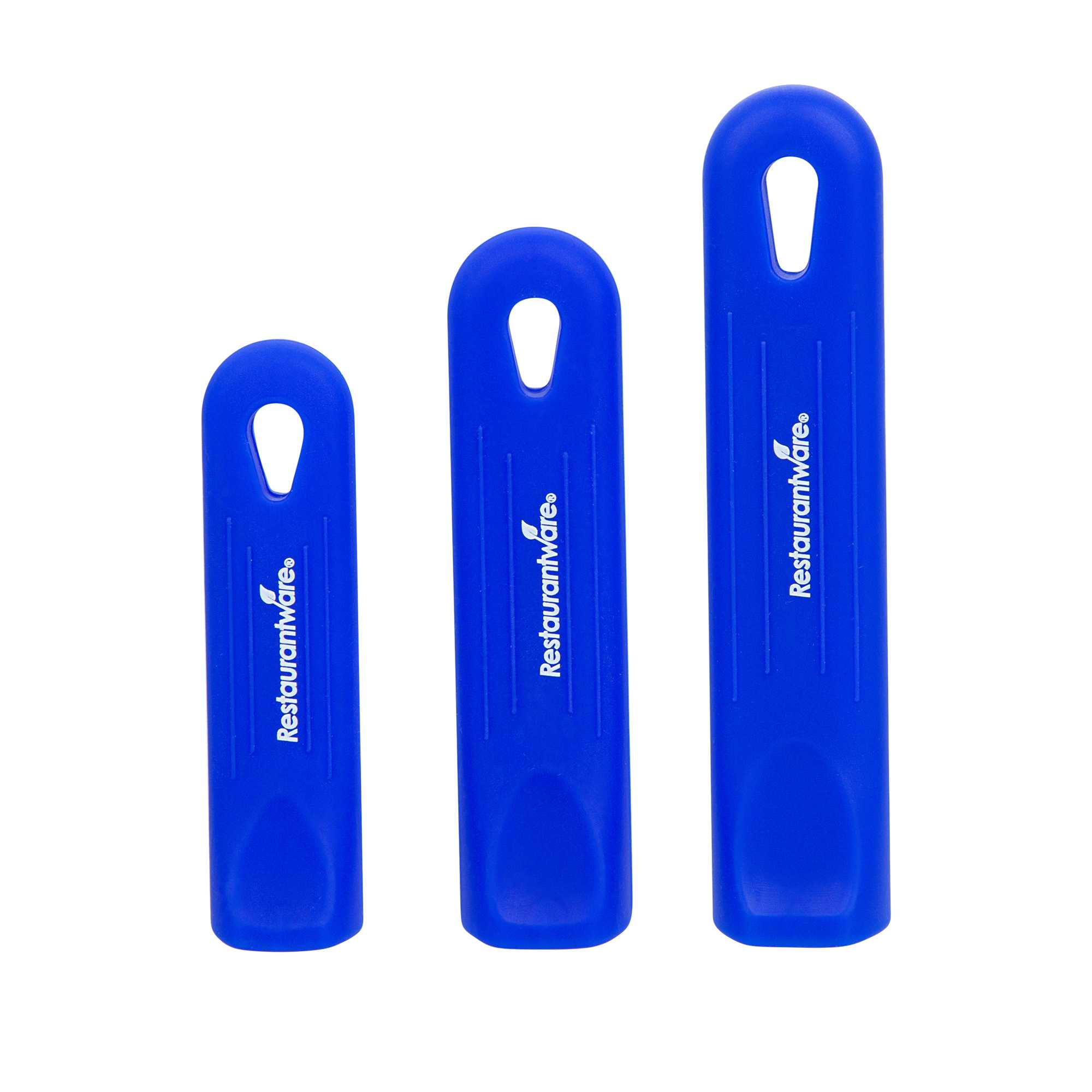 Met Lux 3-Piece Blue Silicone Removable Pan Handle Sleeve Set - For 2.75 to 10 qt Aluminum Sauce Pans, 7" to 14" Fry Pans - 1 count box