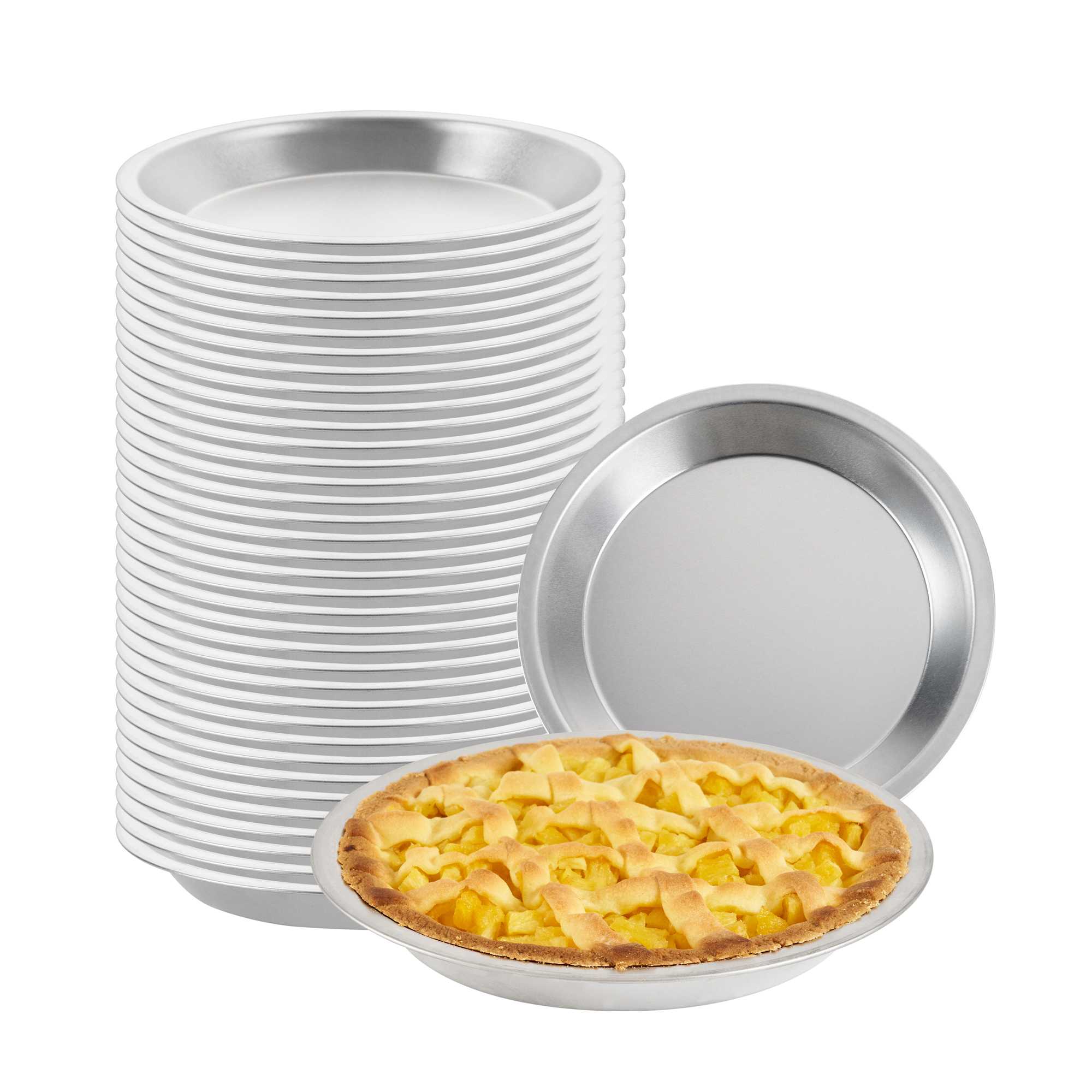 Pastry Tek 21 Gauge Aluminum Pie Pan - 10" x 10" x 1 1/4"- 1 count box