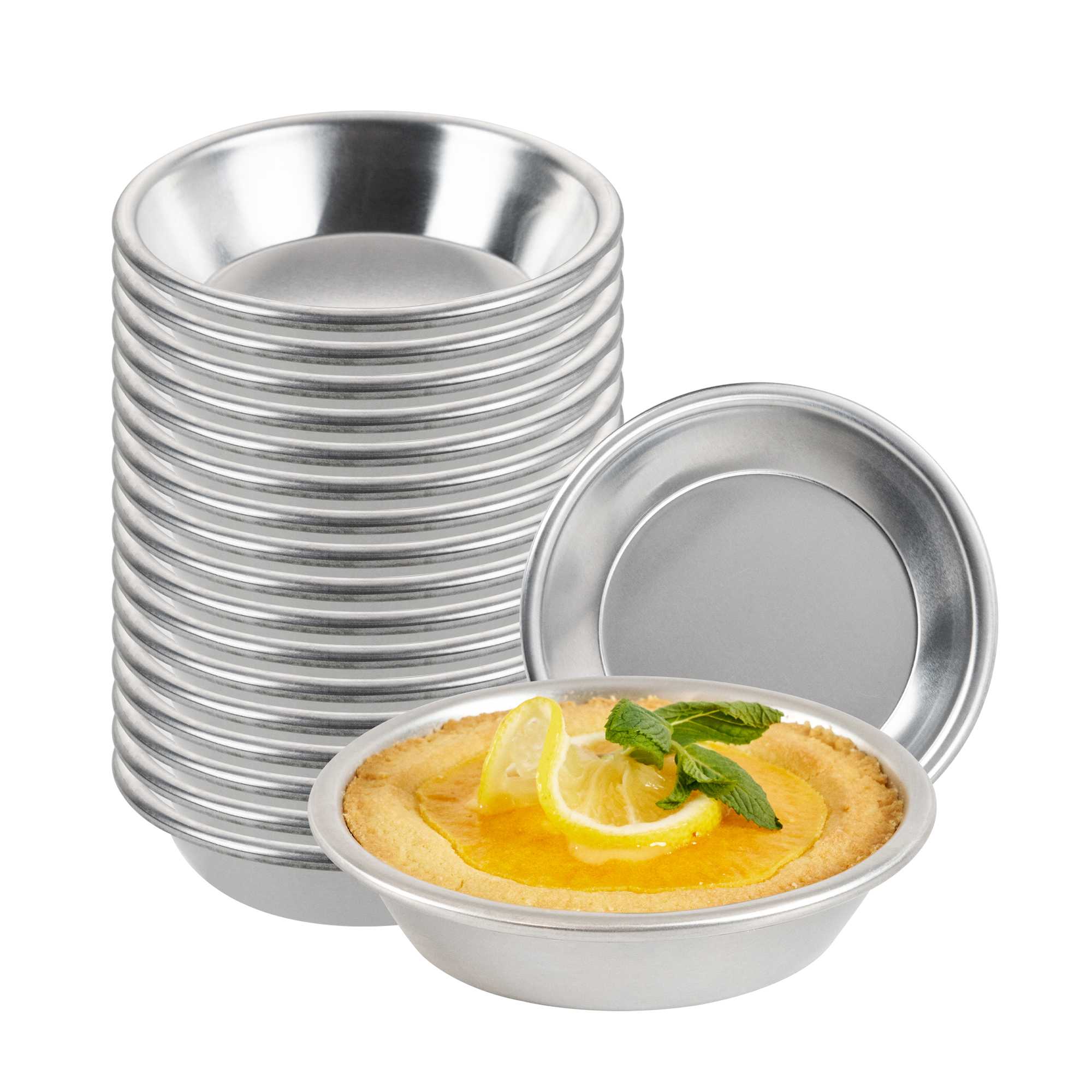 Pastry Tek 18 Gauge Mini Aluminum Pie Pan - 4" x 4" x 1" - 72 count box