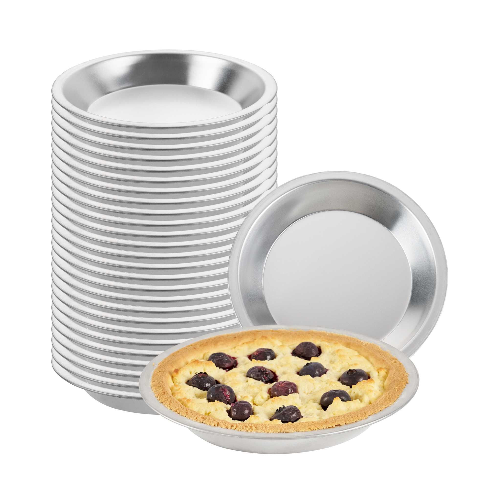 Pastry Tek 18 Gauge Aluminum Pie Pan - 8" x 8" x 1 1/4"- 72 count box
