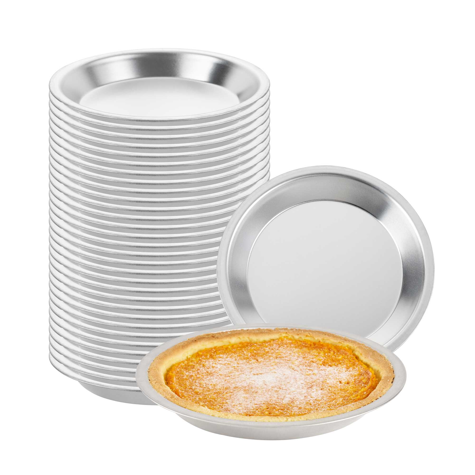 Pastry Tek 18 Gauge Aluminum Pie Pan - 9" x 9" x 1 1/4"- 72 count box
