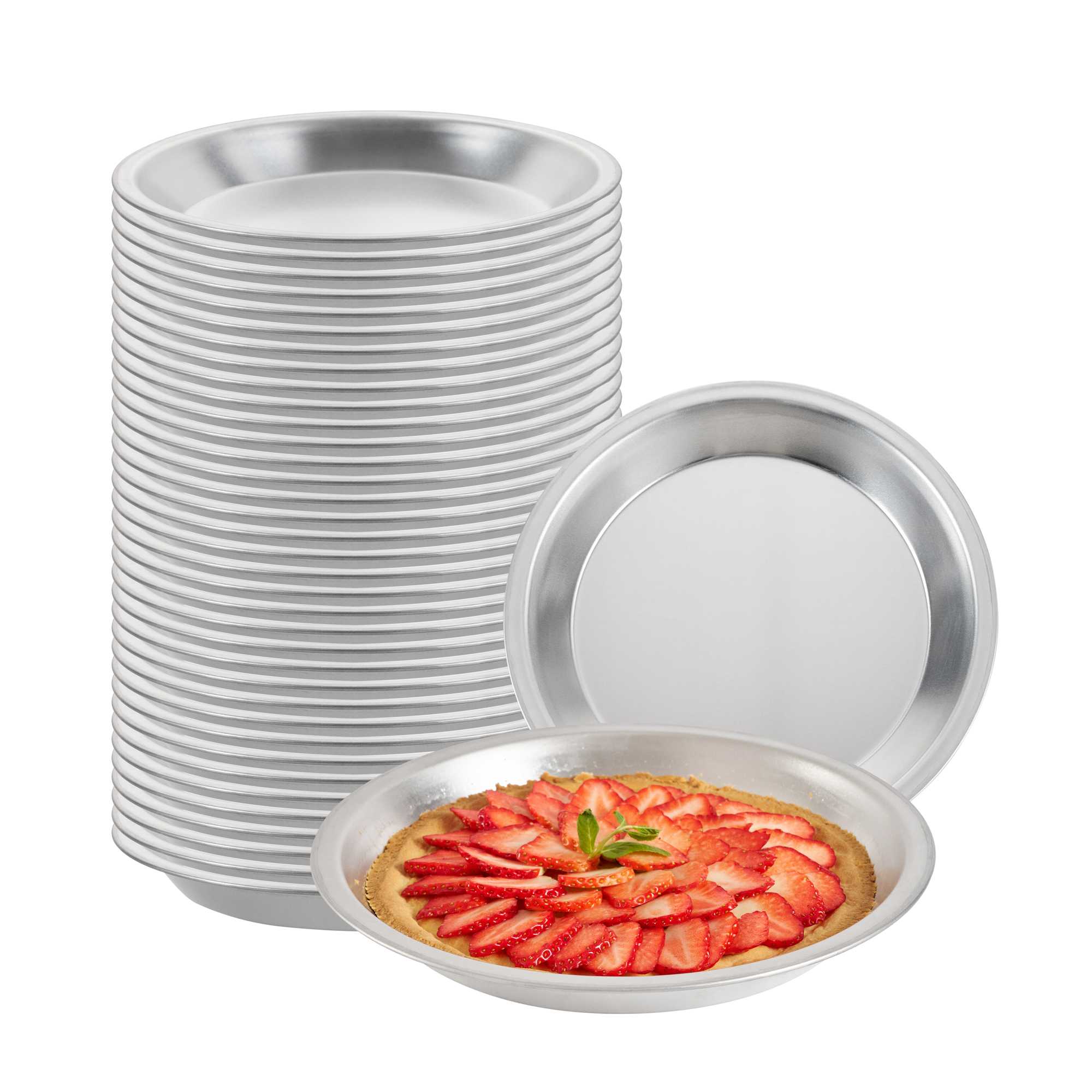 Pastry Tek 18 Gauge Aluminum Pie Pan - 10" x 10" x 1 1/4"- 72 count box