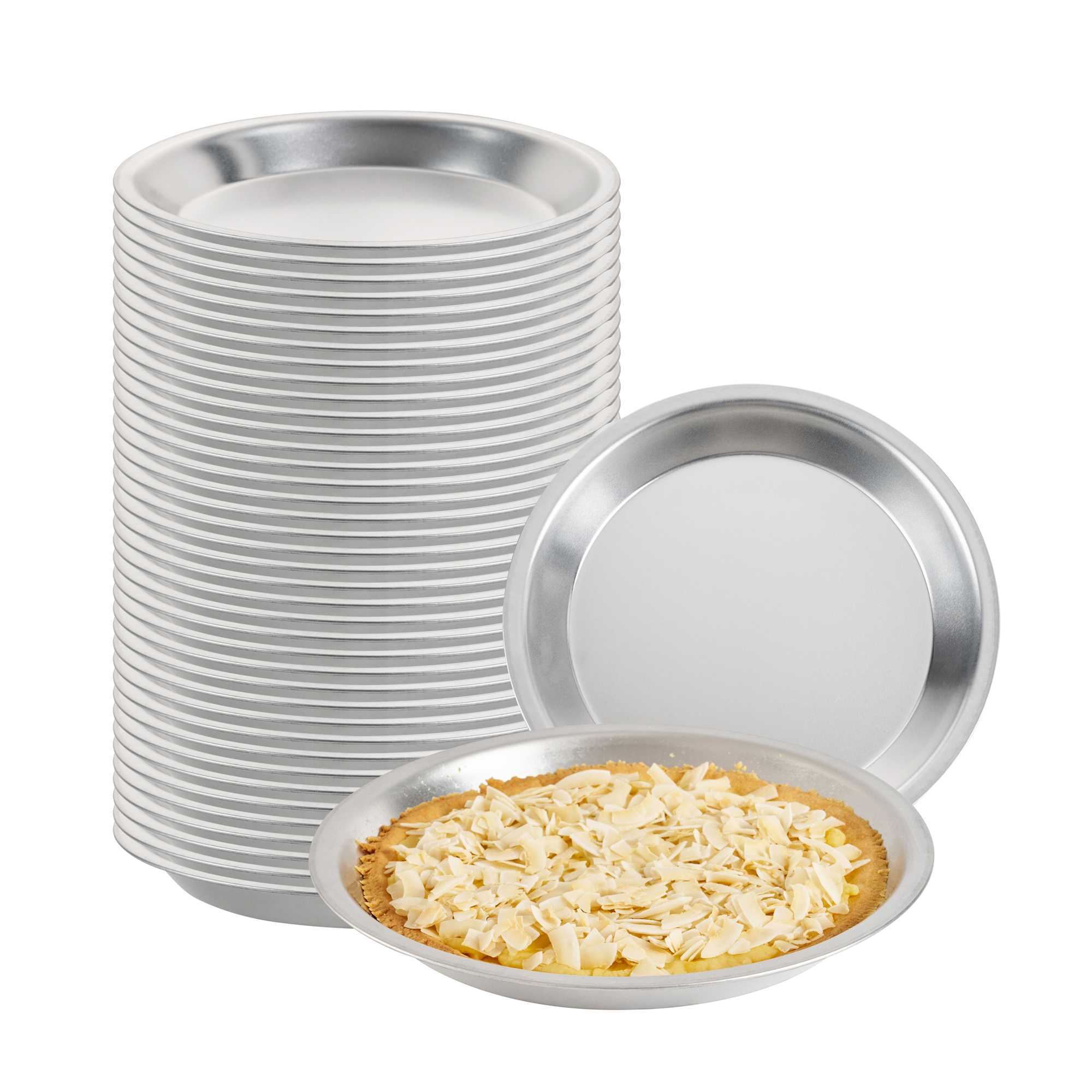 Pastry Tek 18 Gauge Aluminum Pie Pan - 11" x 11" x 1 1/4"- 72 count box