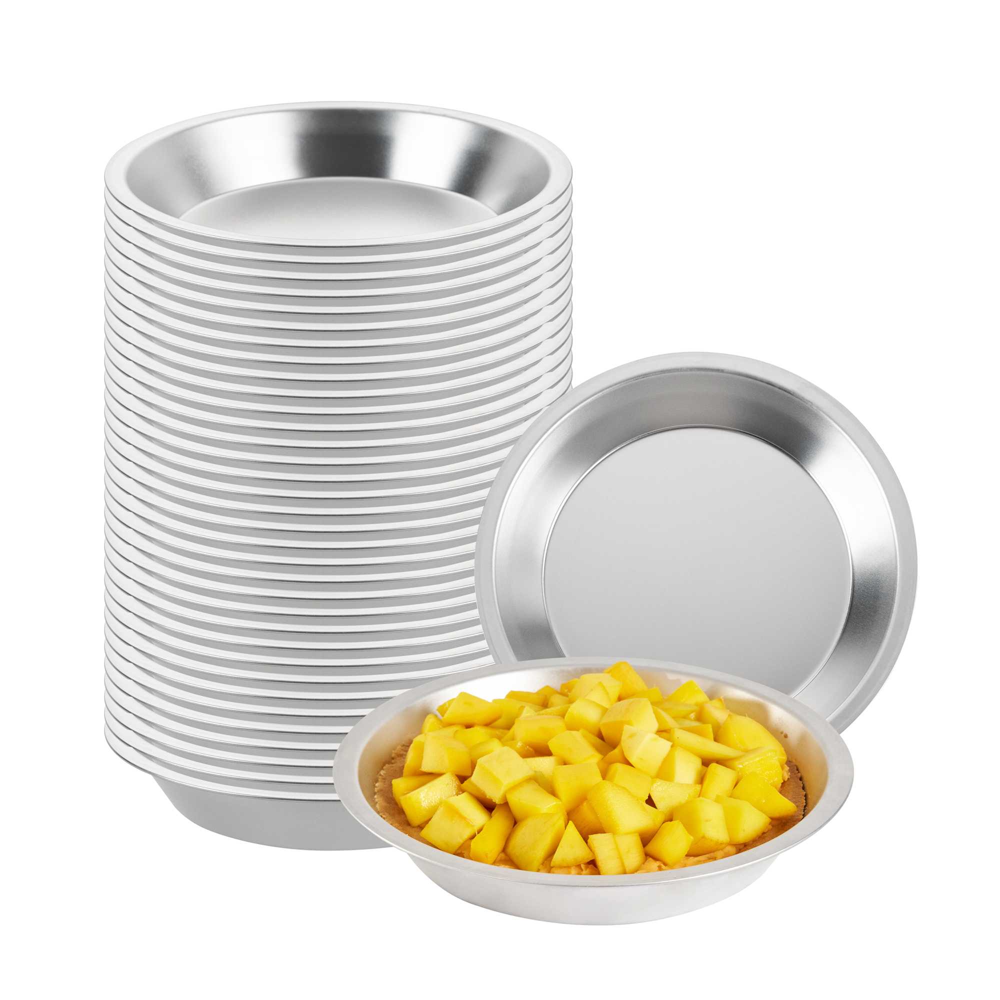 Pastry Tek 18 Gauge Aluminum Deep Dish Pie Pan - 10" x 10" x 1 3/4"- 72 count box