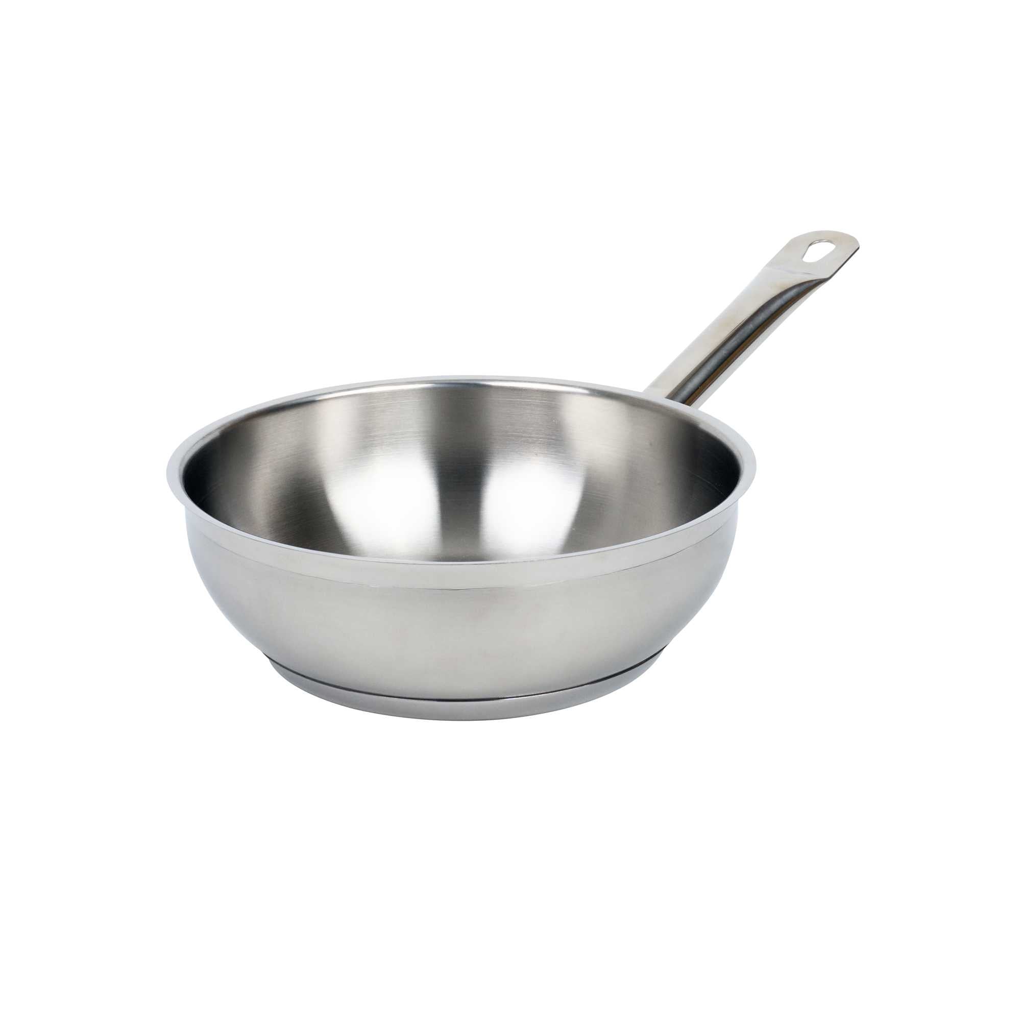 German Standard 2 qt Stainless Steel Saucier Pan - with Aluminum-Clad Bottom, Welded Hollow Handle - 12 count box