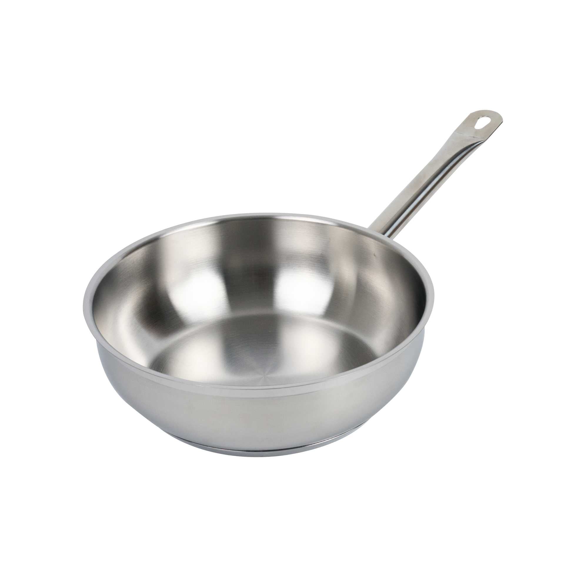 German Standard 3 qt Stainless Steel Saucier Pan - with Aluminum-Clad Bottom, Welded Hollow Handle - 6 count box