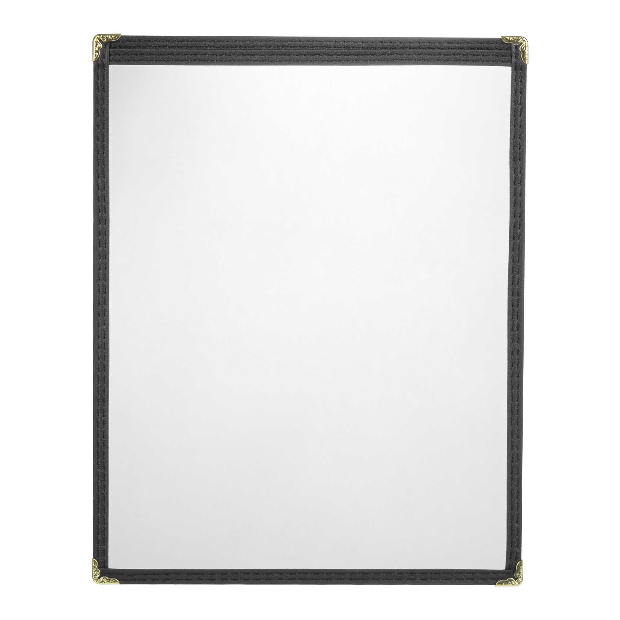 Chef 101 Black Plastic 2-View Single Pocket Menu Cover - 8 1/2" x 11"- 1 count box