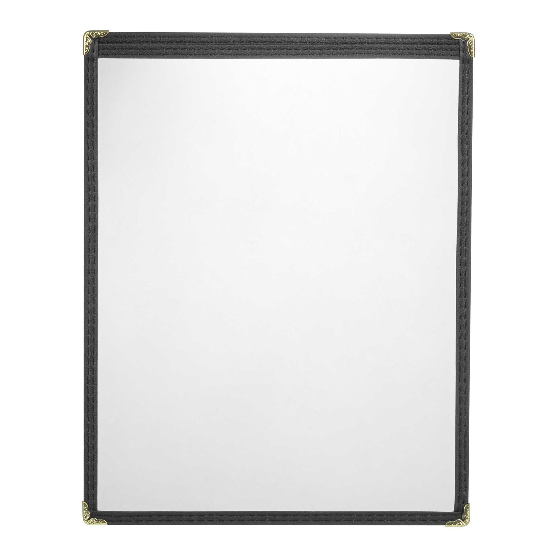 Chef 101 Black Plastic 2-View Single Pocket Menu Cover - 8 1/2" x 11"- 12 count box
